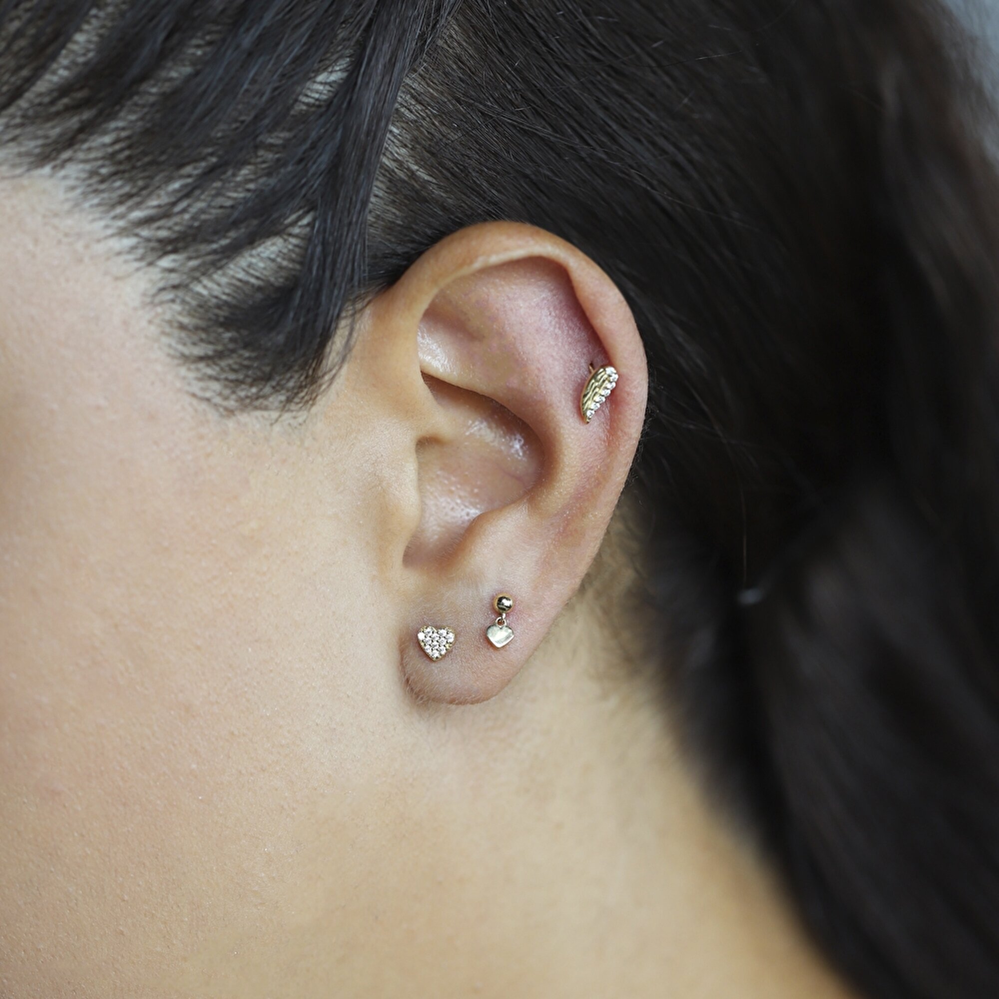 14 Ayar Sarı Altın Kalp Tragus Piercing