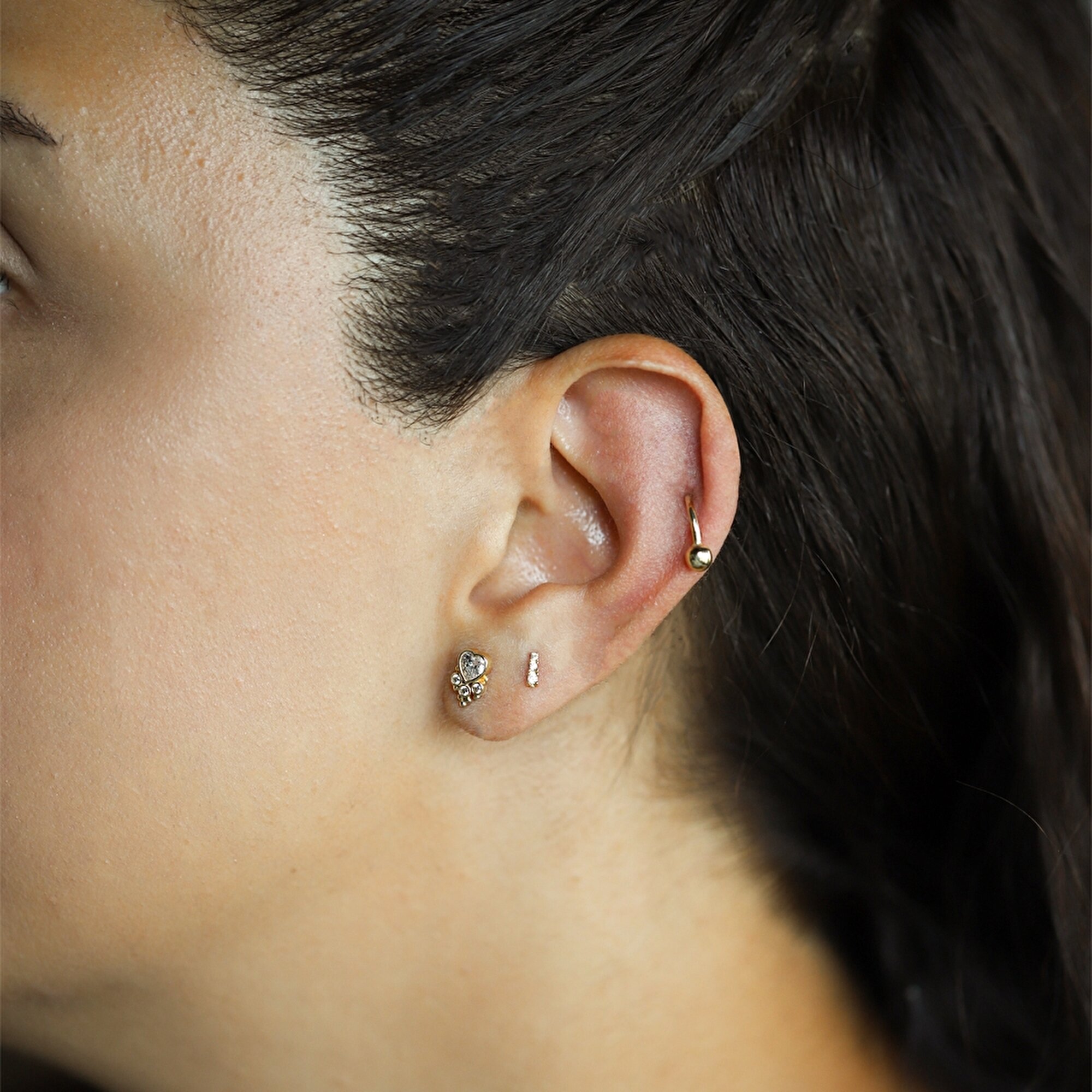 14 Ayar Sarı Altın Kalp Tragus Piercing