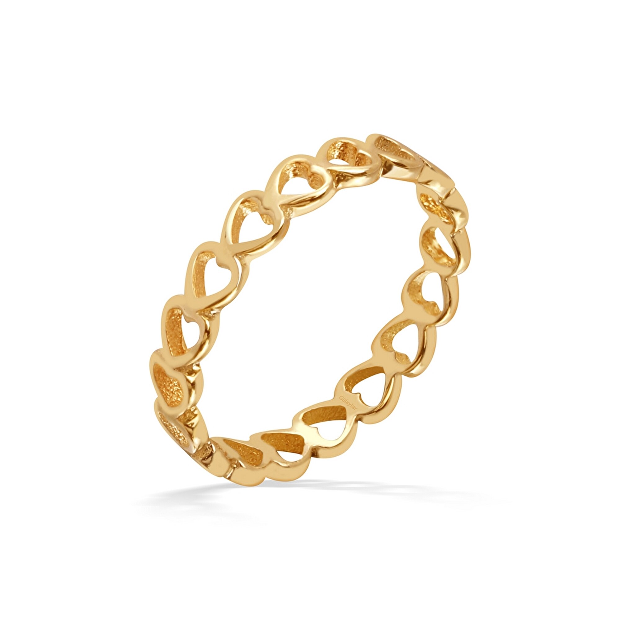 14 Ayar Sarı Altın Kalp Figürlü Yüzük