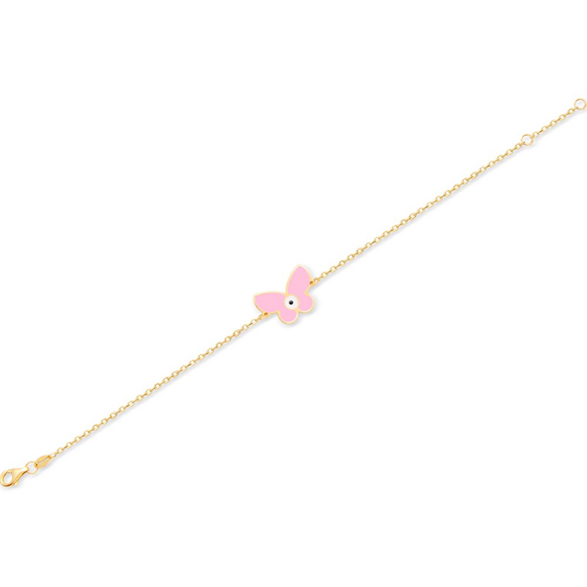 14 Ayar Sarı Altın Kelebek  Figürlü Bileklik