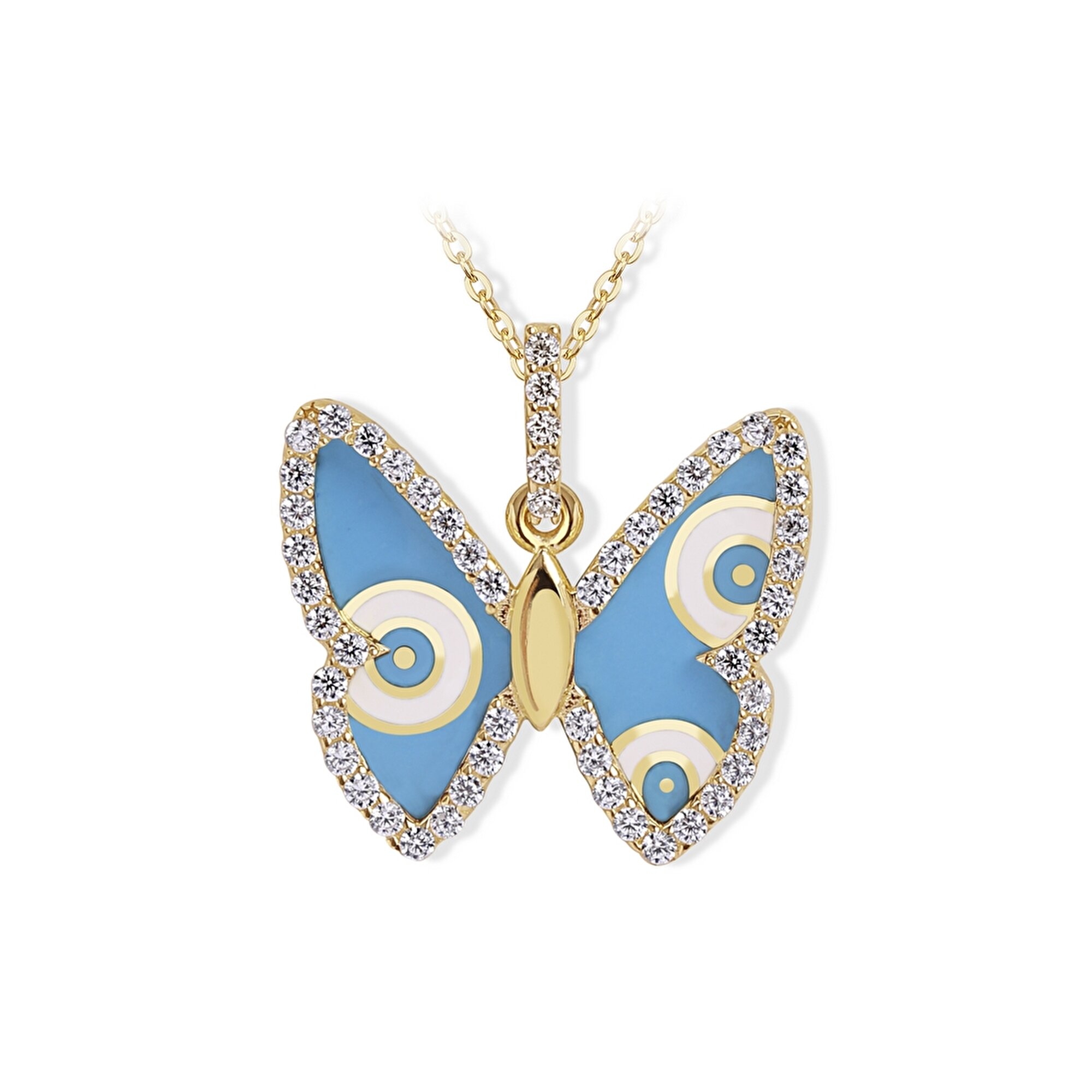 14 Ayar Sarı Altın Kelebek  Figürlü Kolye