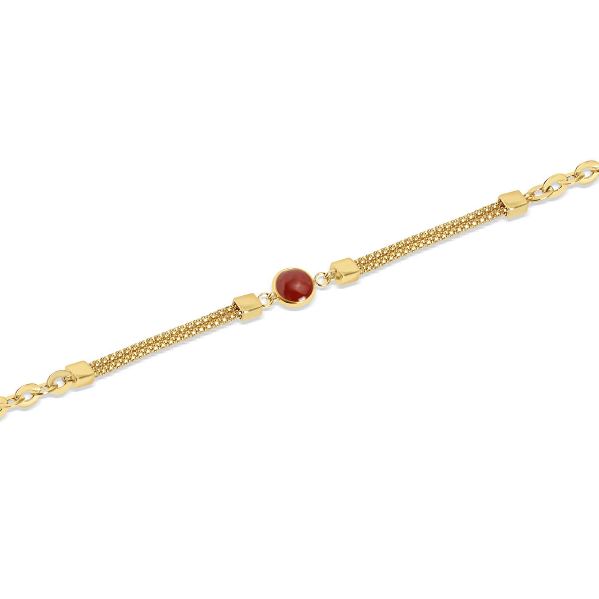 14 Ayar Sarı Altın Kırmızı Opal Taşlı Bileklik