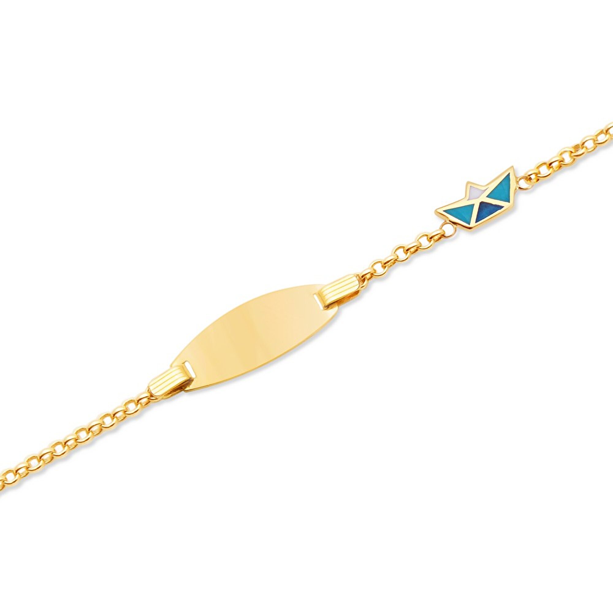 14 Ayar Sarı Altın Künye Bileklik