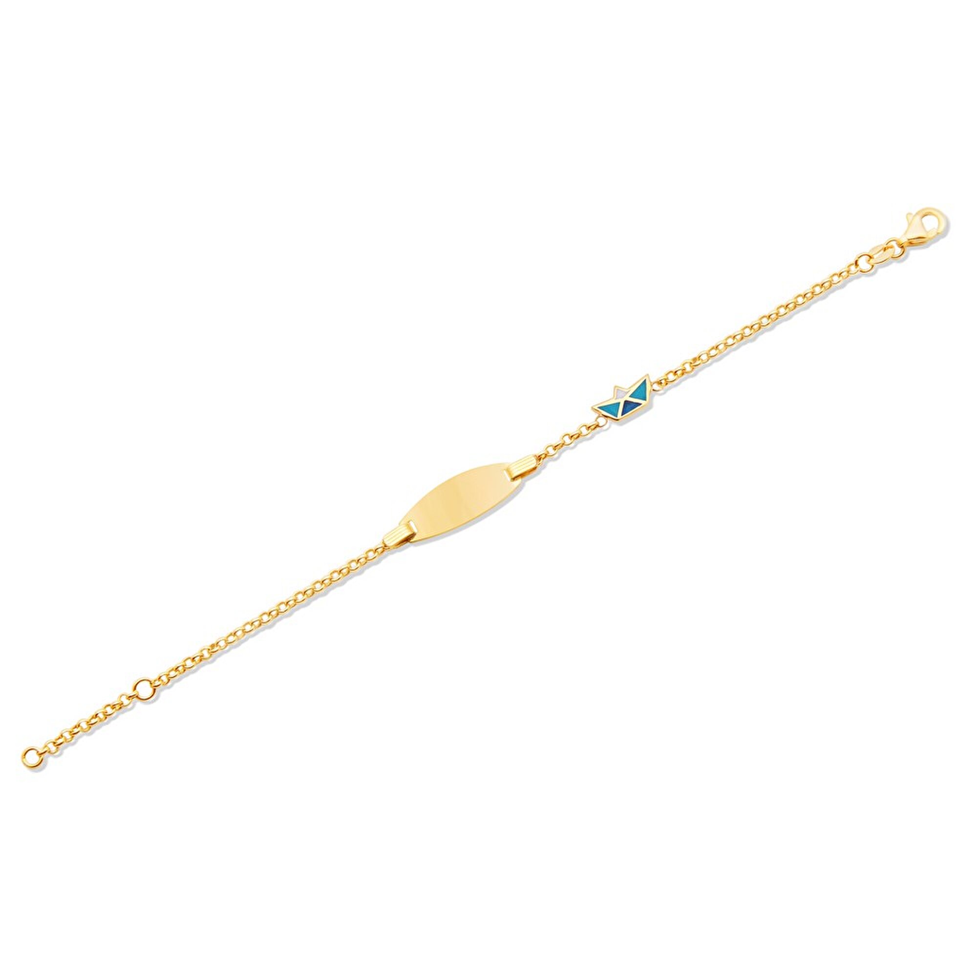 14 Ayar Sarı Altın Künye Bileklik