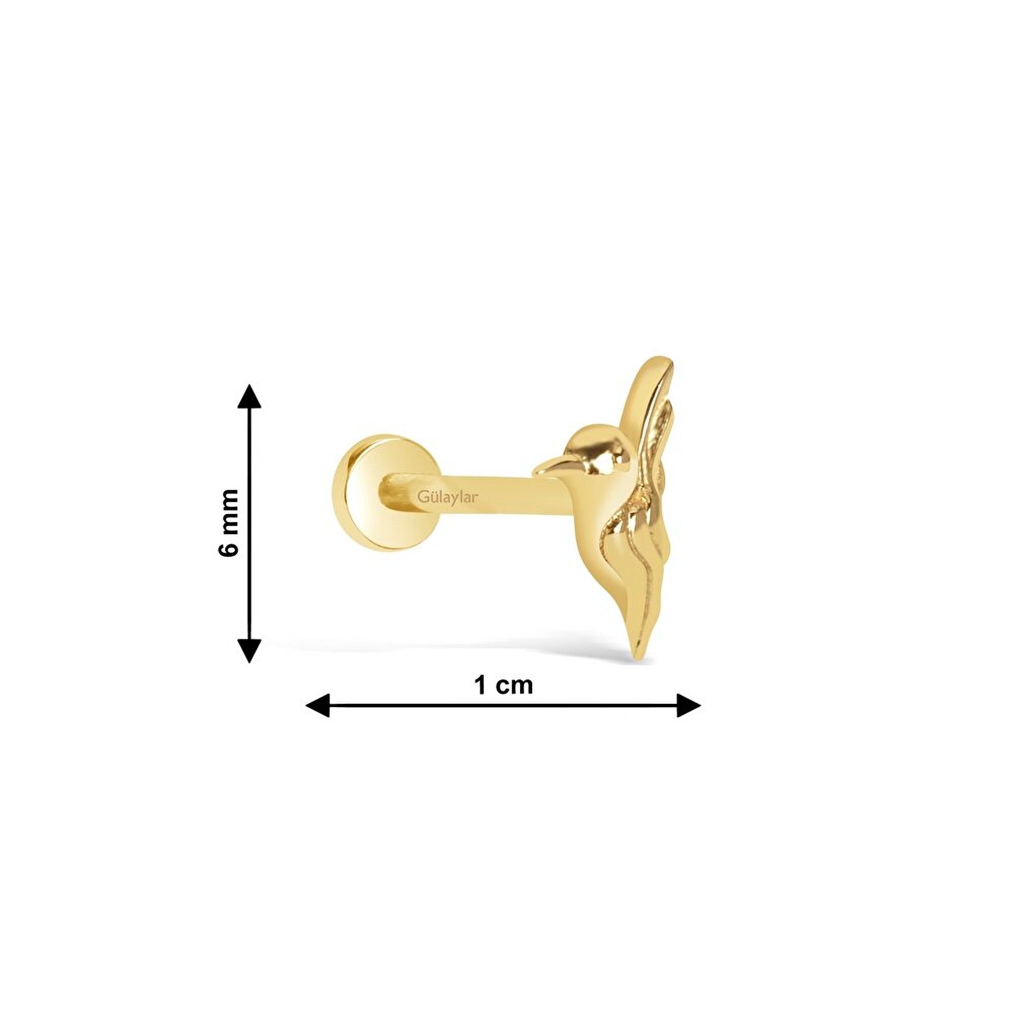 14 Ayar Sarı Altın Kuş Tragus Piercing