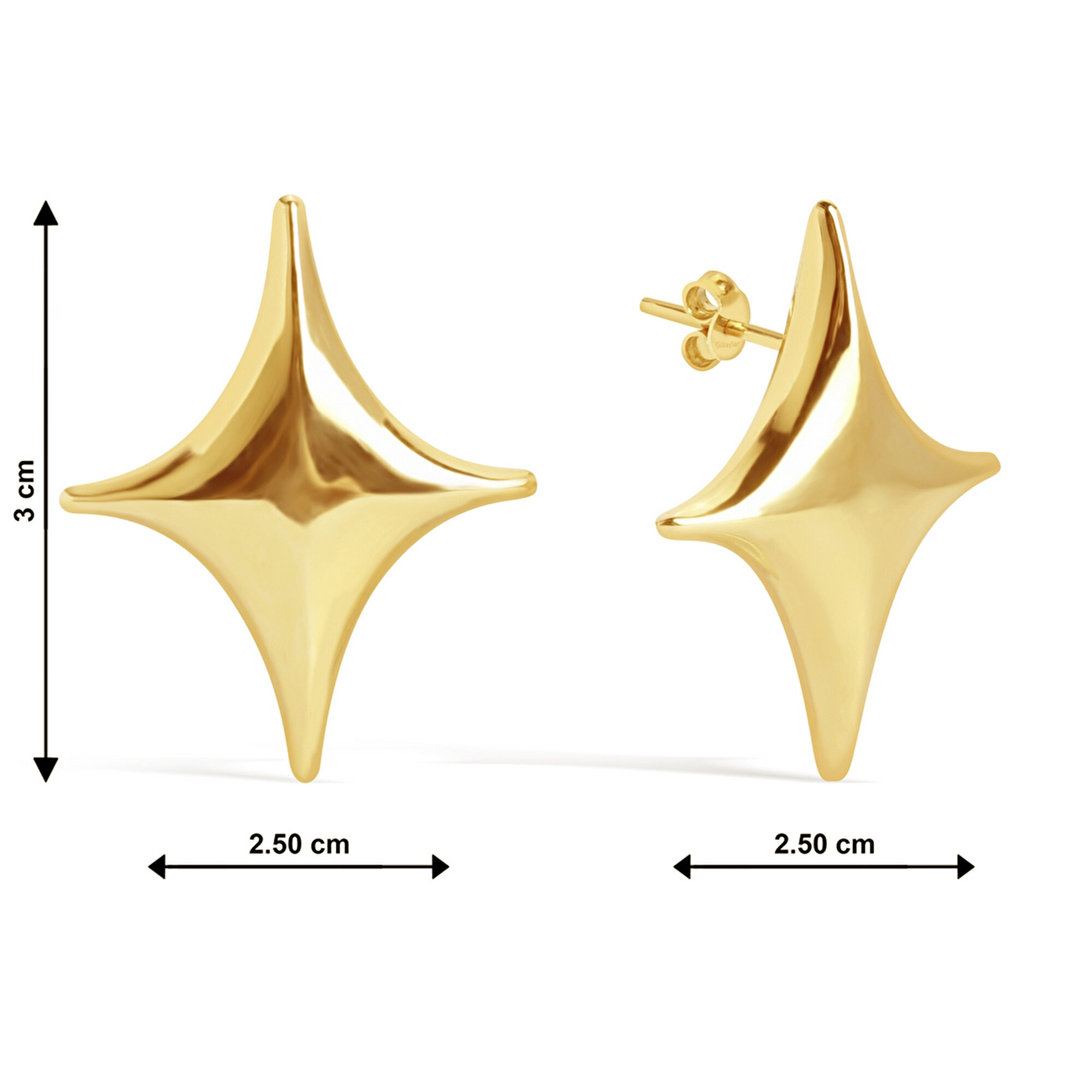 14 Ayar Sarı Altın Kutup Yıldızı Küpe