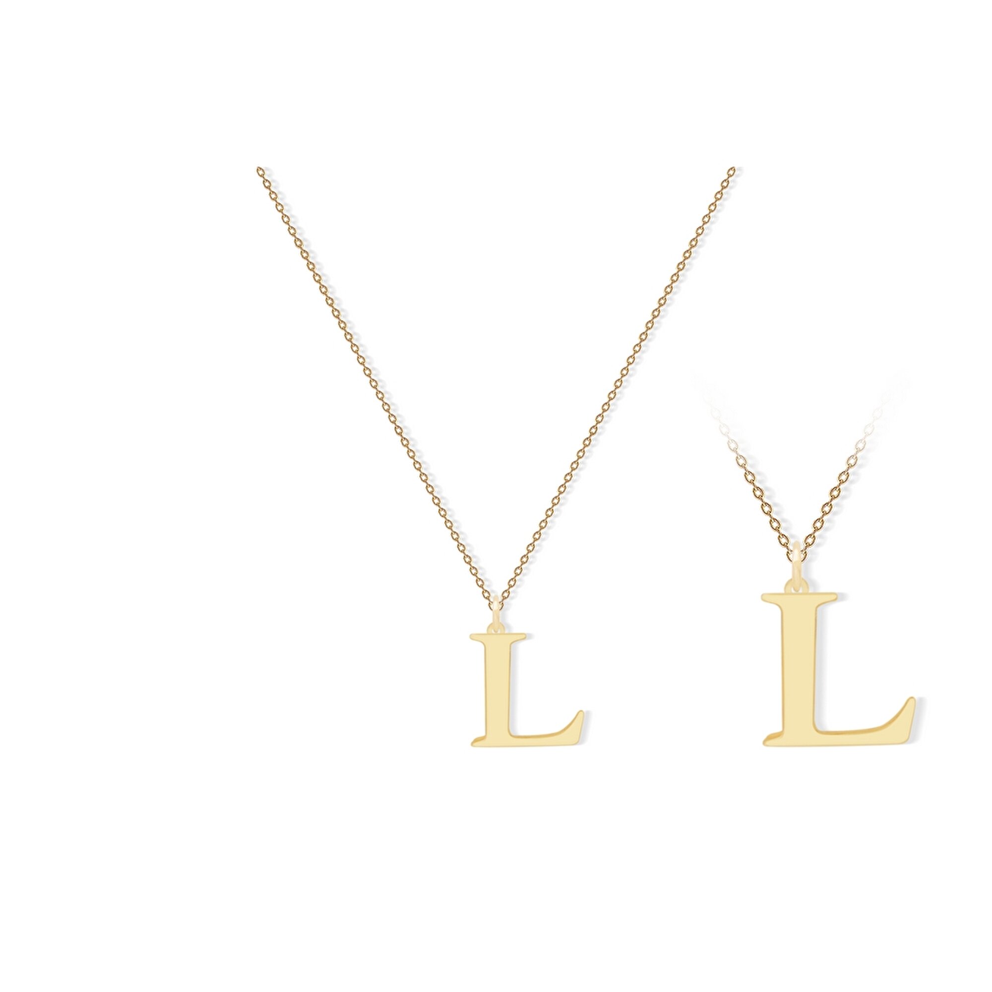 14 Ayar Sarı Altın L Harf Kolye