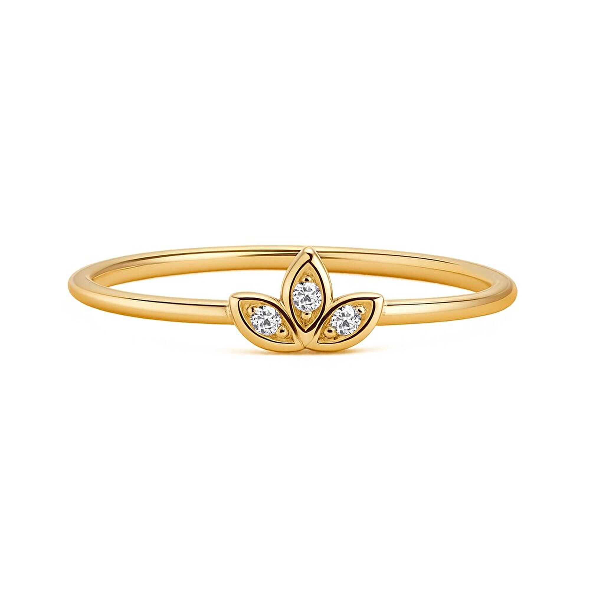 14 Ayar Sarı Altın Lotus Minimal Yüzük