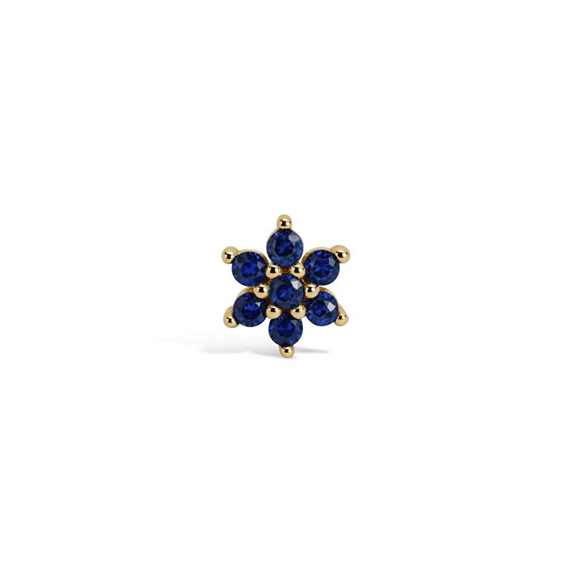 14 Ayar Sarı Altın Mavi Taşlı Piercing