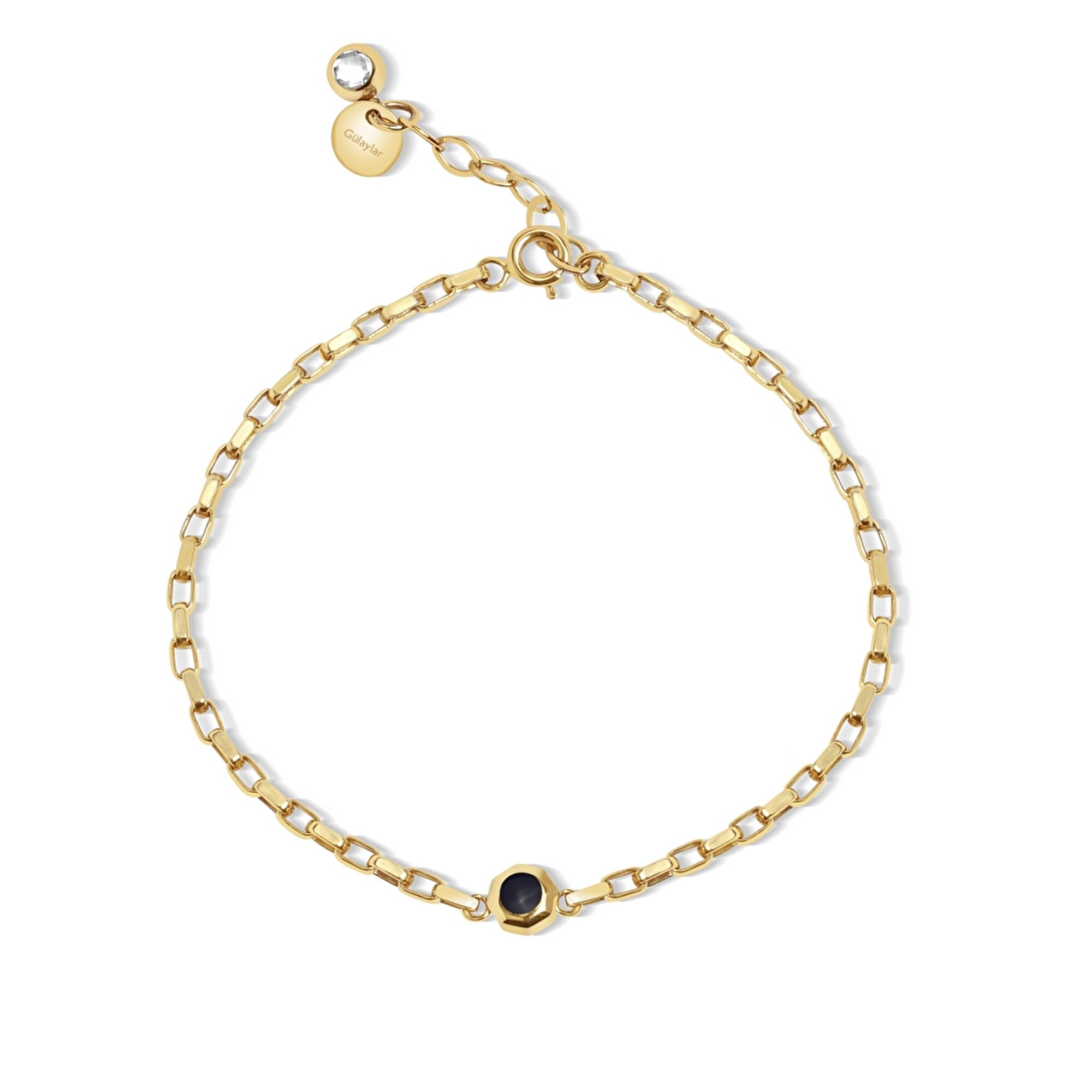 14 Ayar Sarı Altın Mineli Çift Taraflı Bileklik