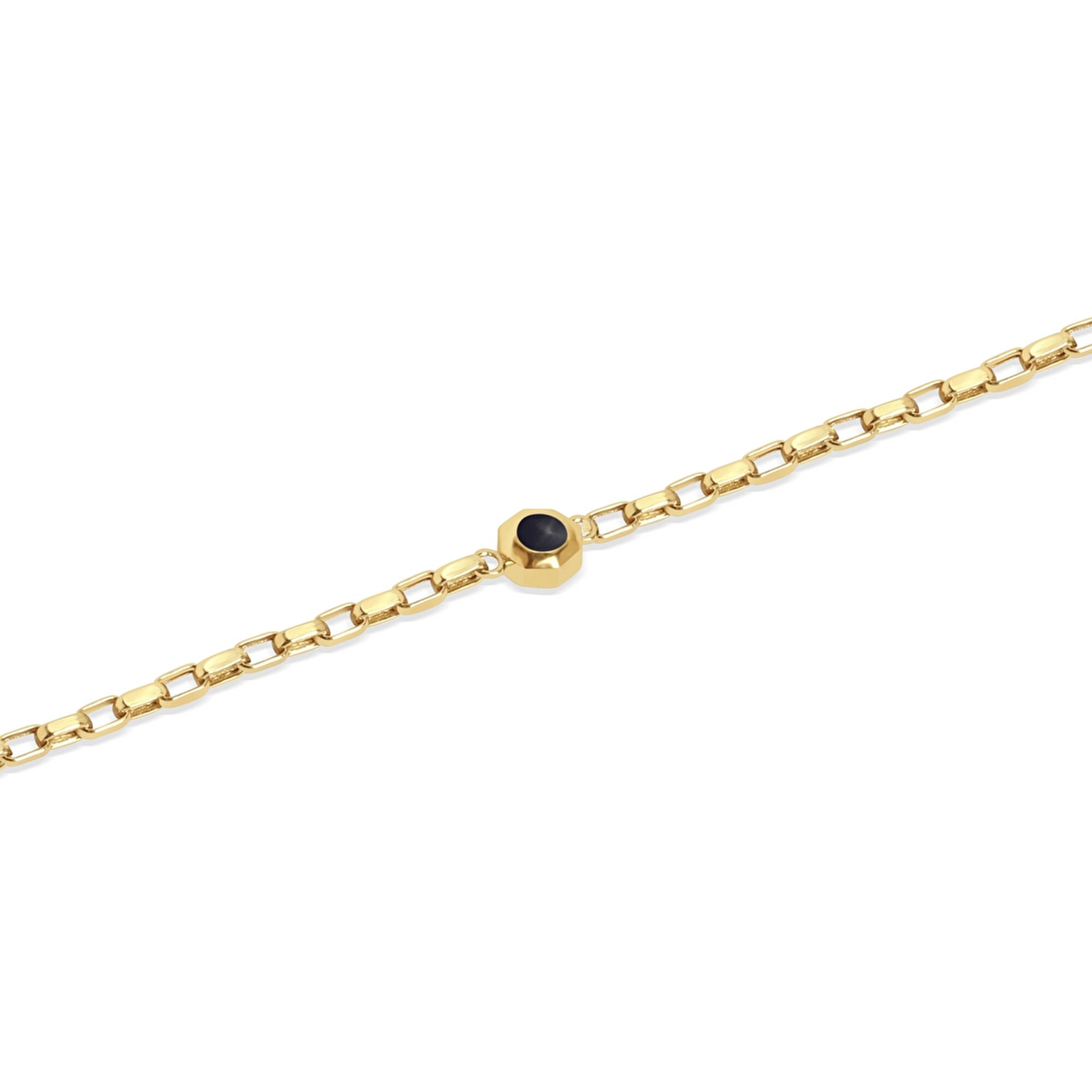 14 Ayar Sarı Altın Mineli Çift Taraflı Bileklik