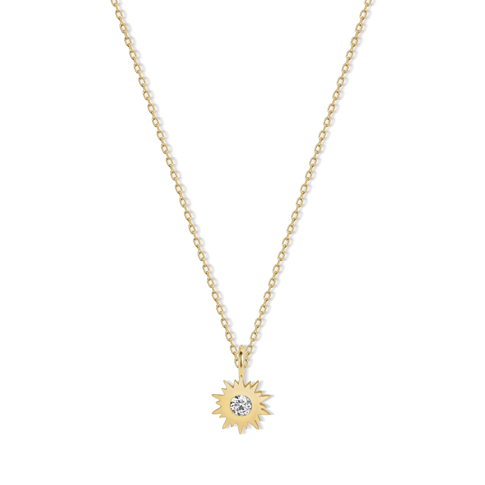 14 Ayar Sarı Altın Minimal Güneş Kolye
