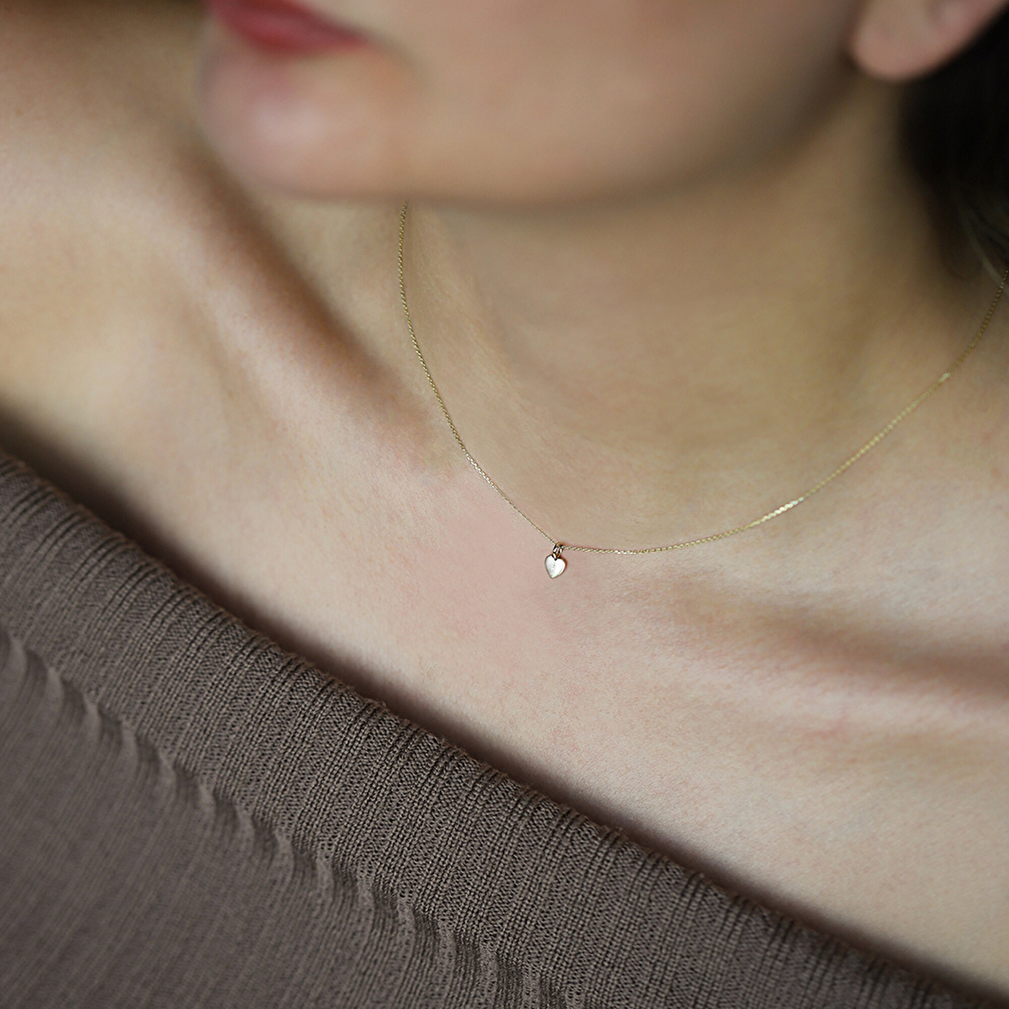 14 Ayar Sarı Altın Minimal Kalp Kolye