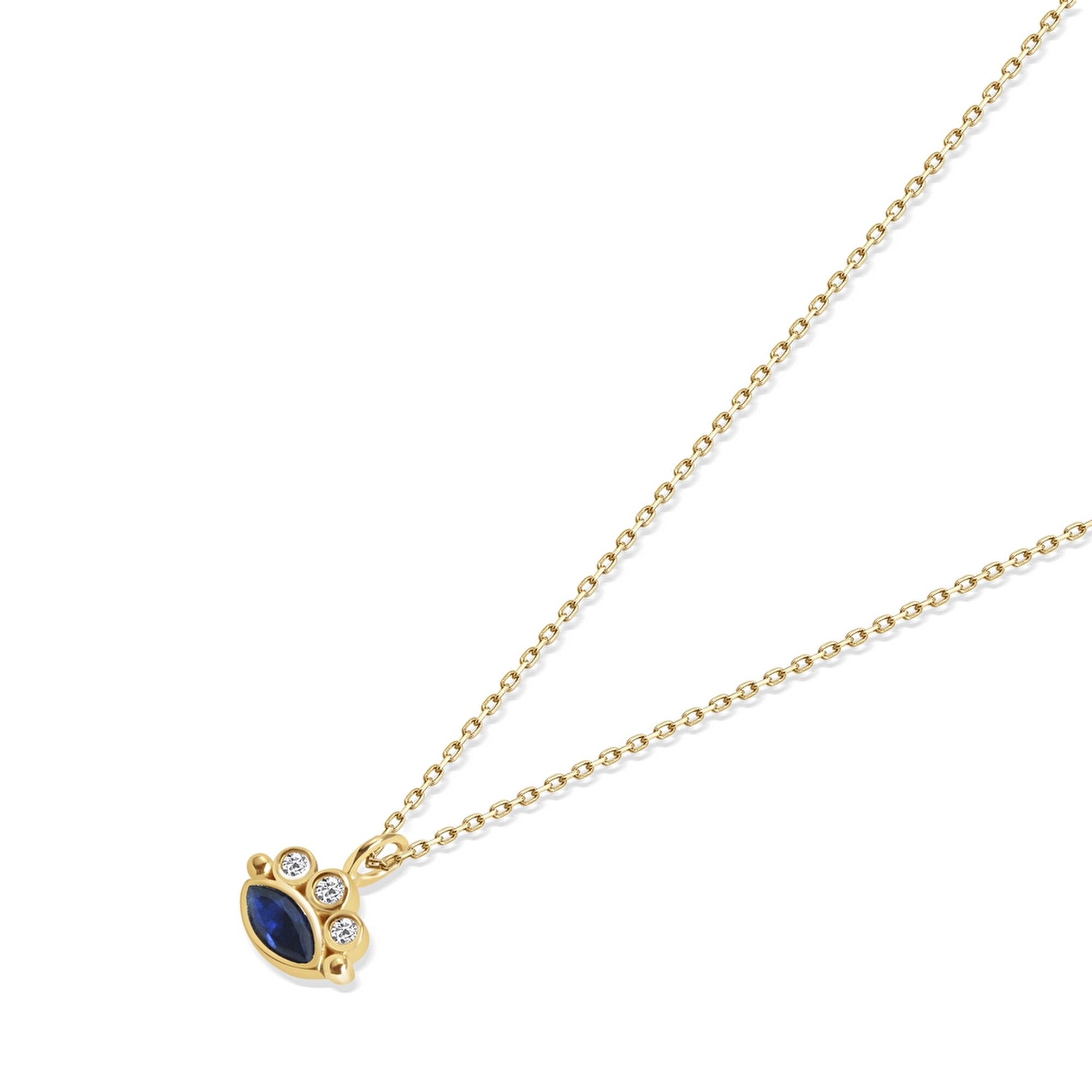 14 Ayar Sarı Altın Minimal Taşlı Göz Kolye