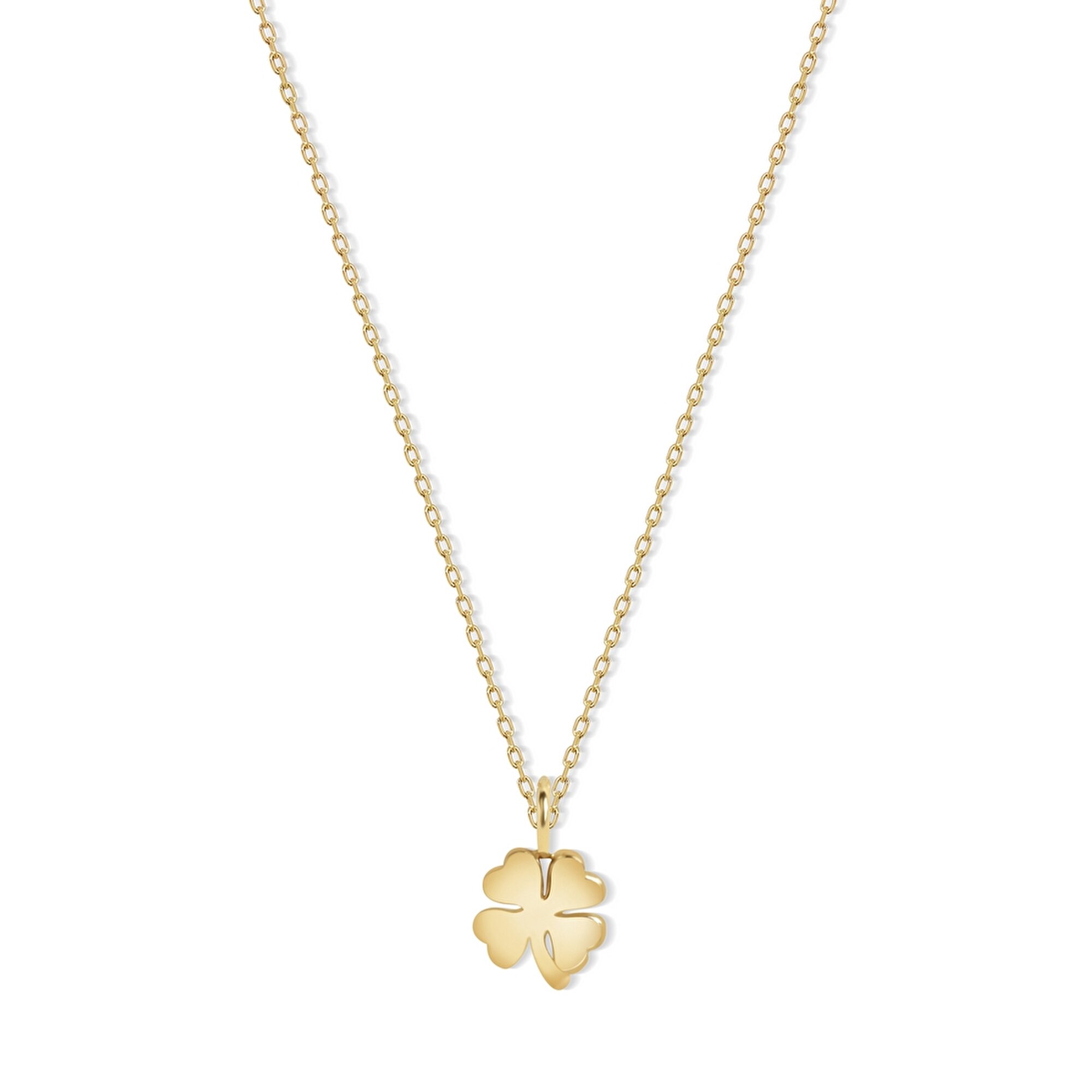 14 Ayar Sarı Altın Minimal Yonca Kolye