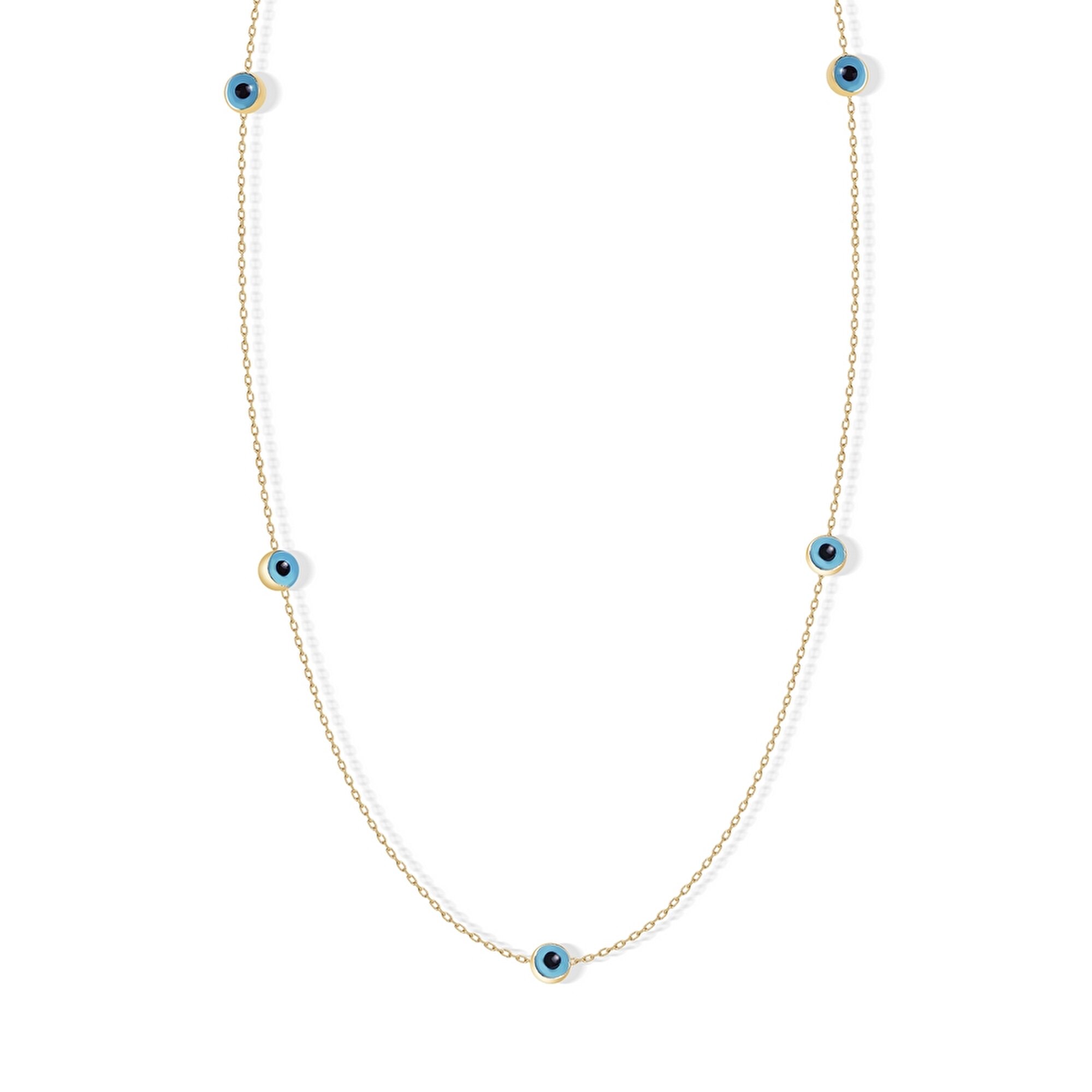 14 Ayar Sarı Altın Nazar Boncuğu Kolye