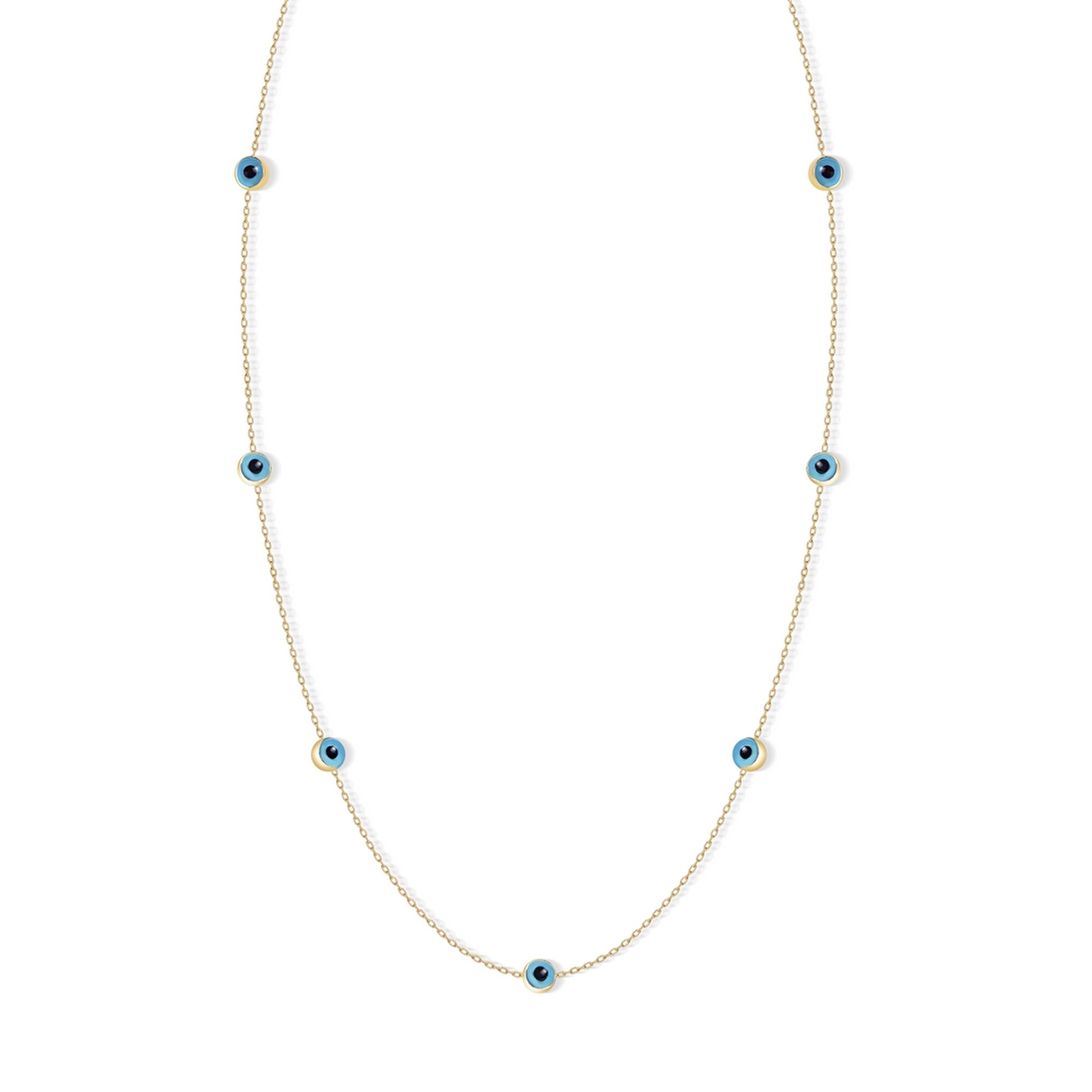 14 Ayar Sarı Altın Nazar Boncuğu Kolye