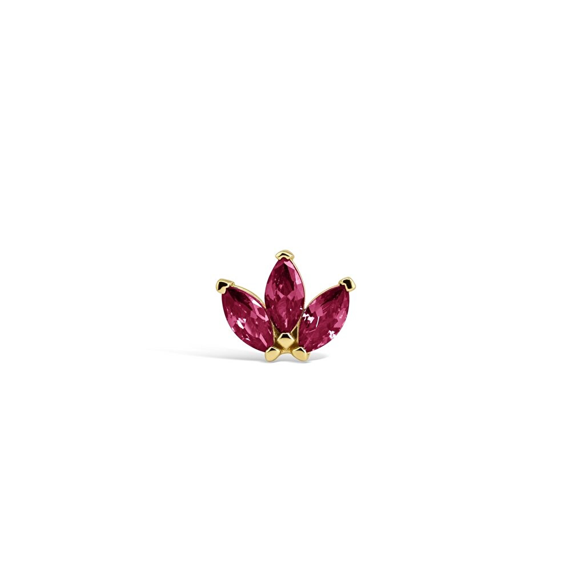 14 Ayar Sarı Altın Pembe Taşlı Piercing
