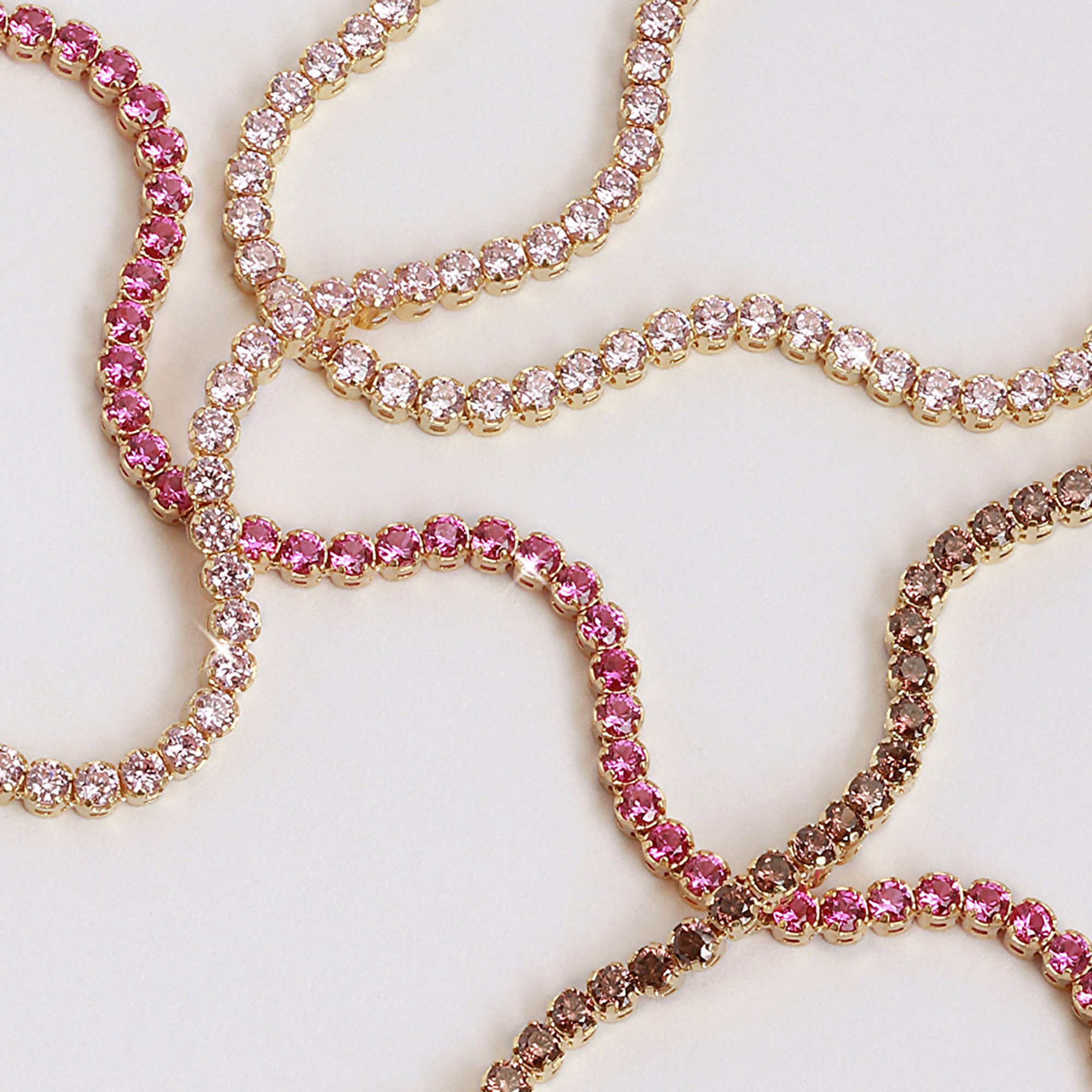 14 Ayar Sarı Altın Pembe Taşlı Su Yolu Bileklik