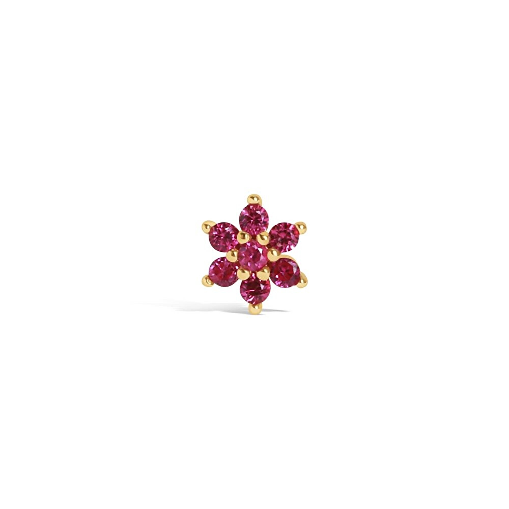14 Ayar Sarı Altın Pembe Taşlı Tragus Piercing