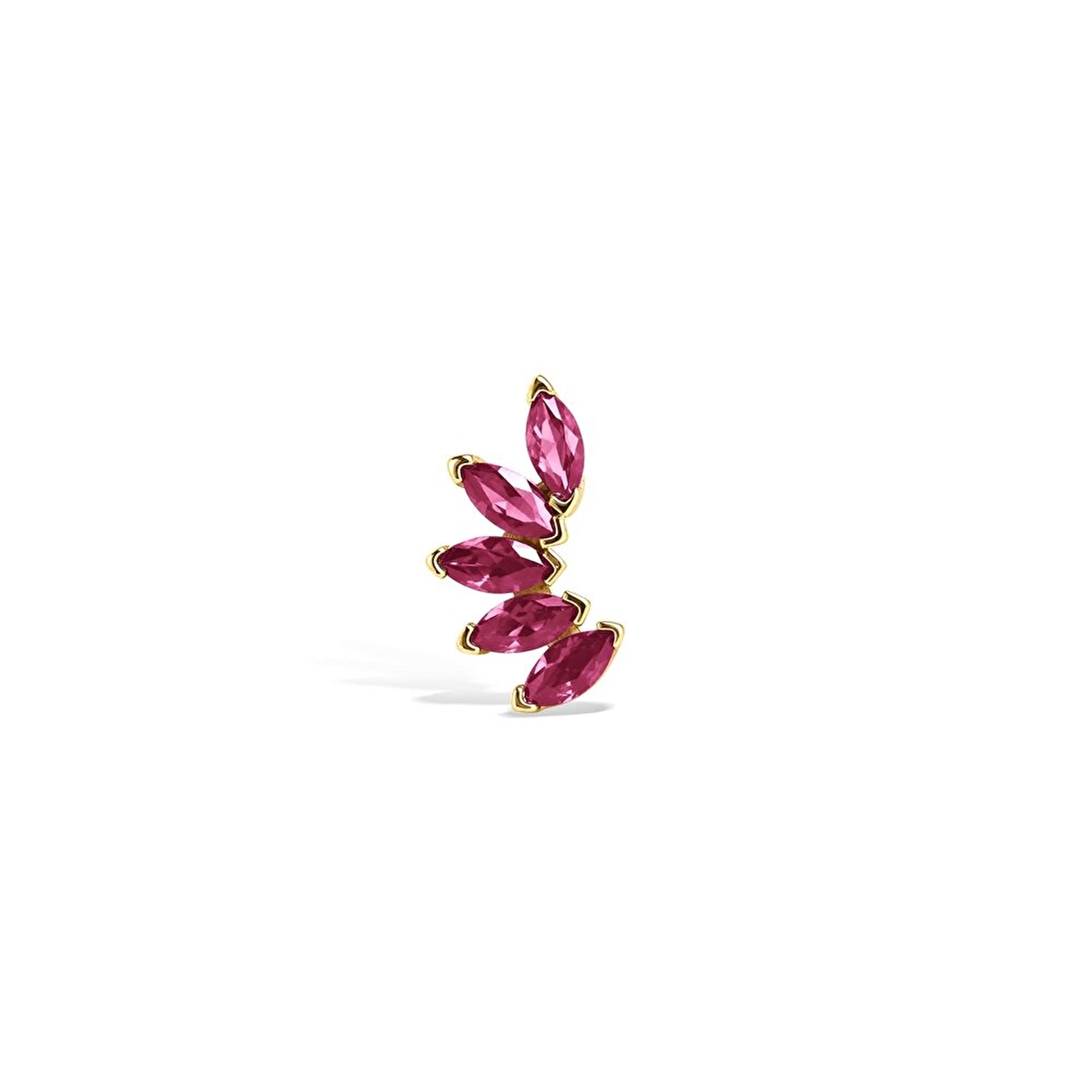 14 Ayar Sarı Altın Pembe Taşlı Tragus Piercing