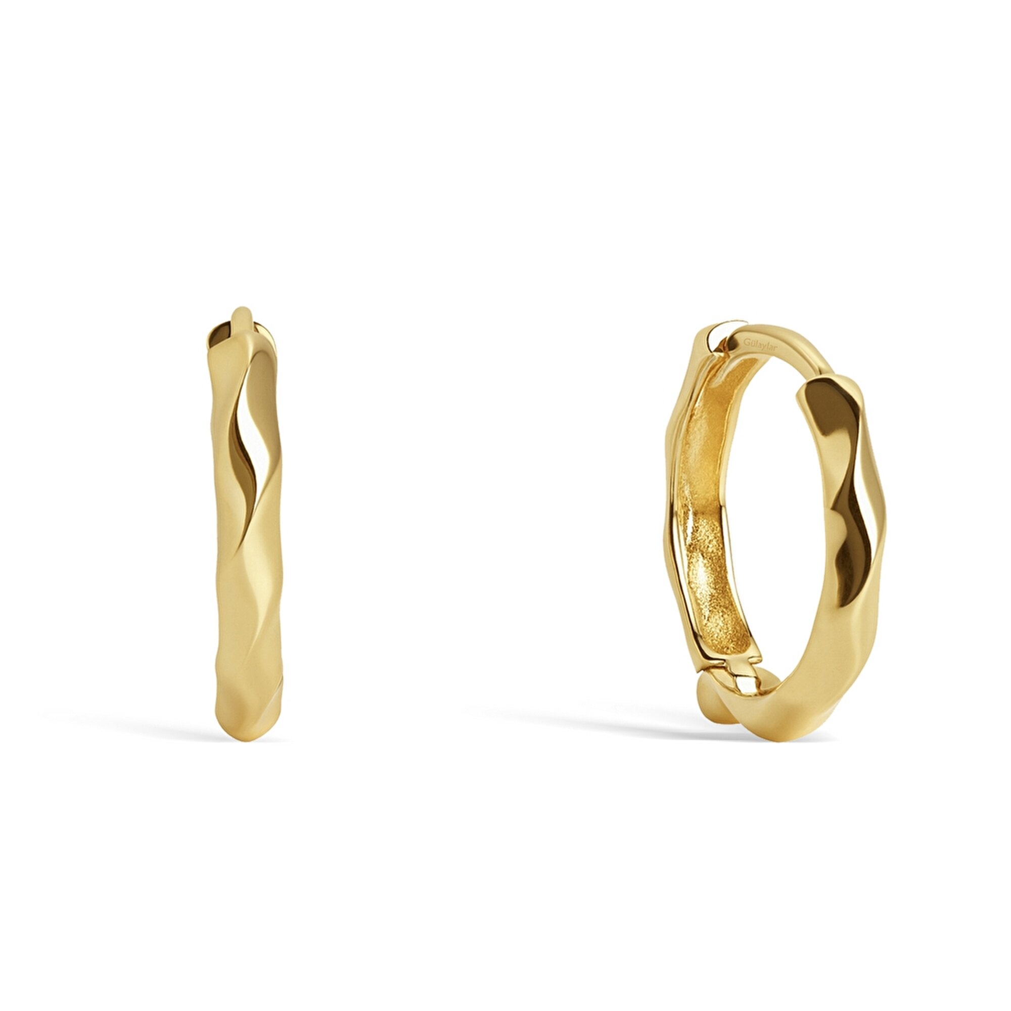 14 Ayar Sarı Altın Prizma Halka Küpe