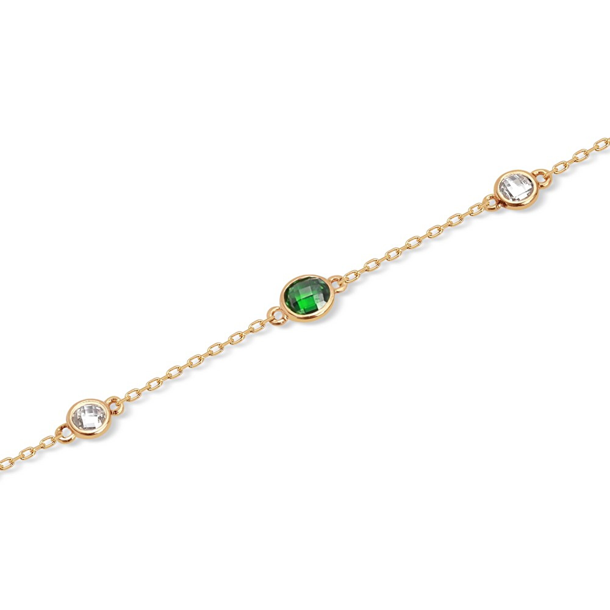 14 Ayar Sarı Altın Yeşil Taşlı Bileklik