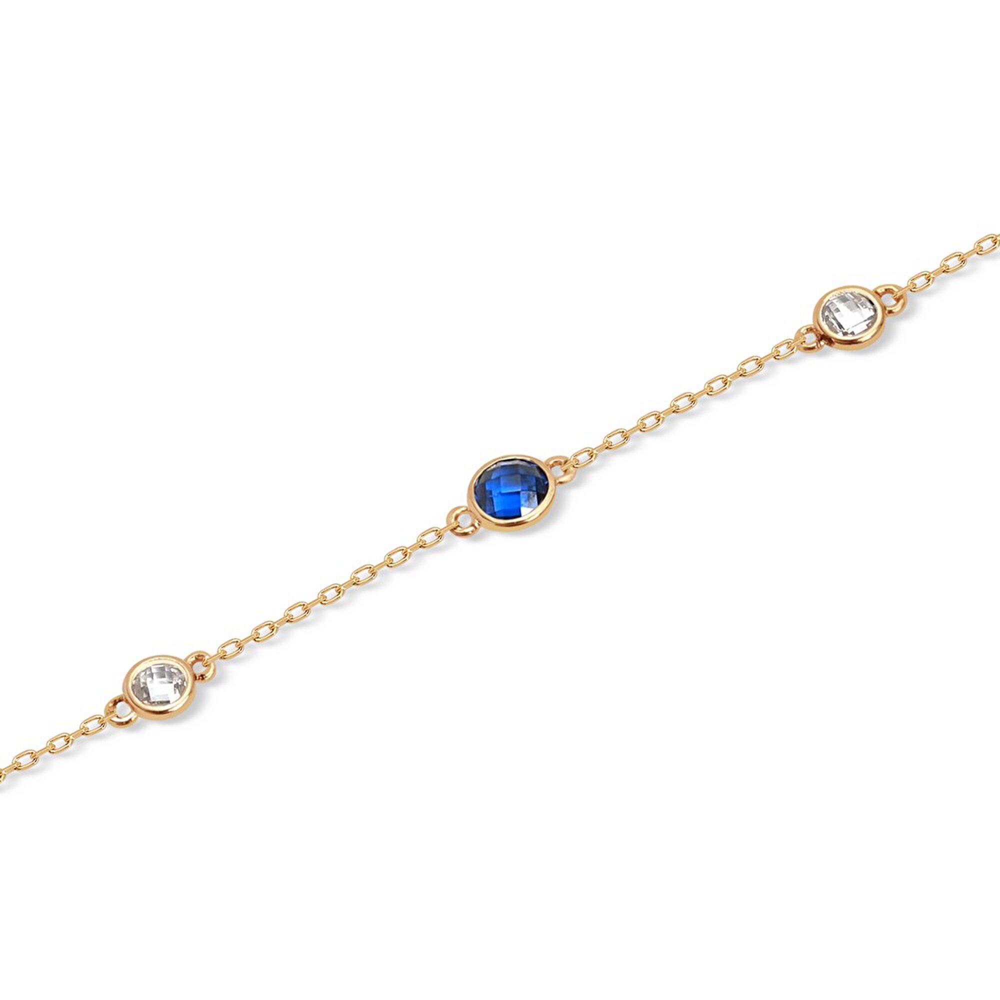 14 Ayar Sarı Altın Mavi Taşlı Bileklik