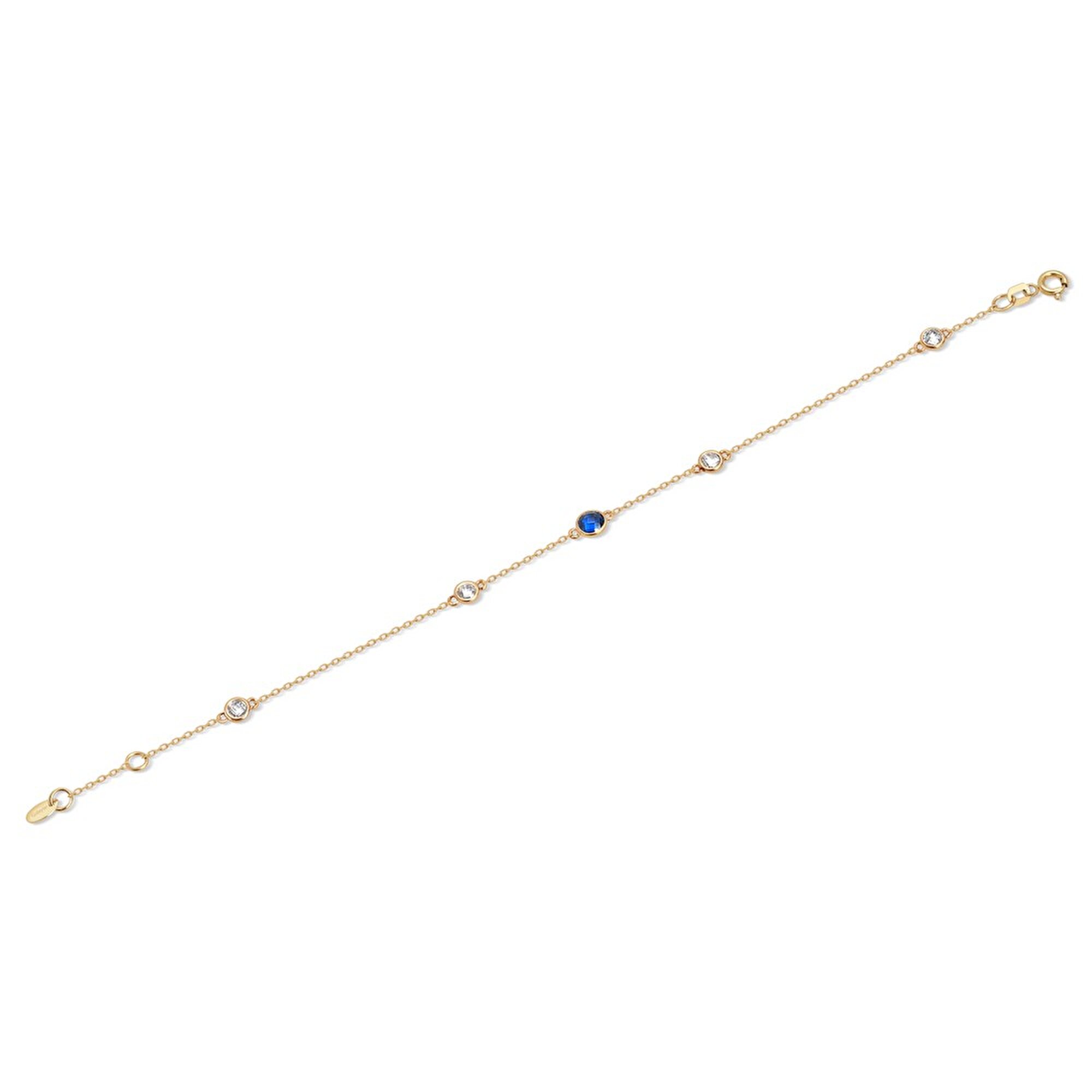 14 Ayar Sarı Altın Mavi Taşlı Bileklik