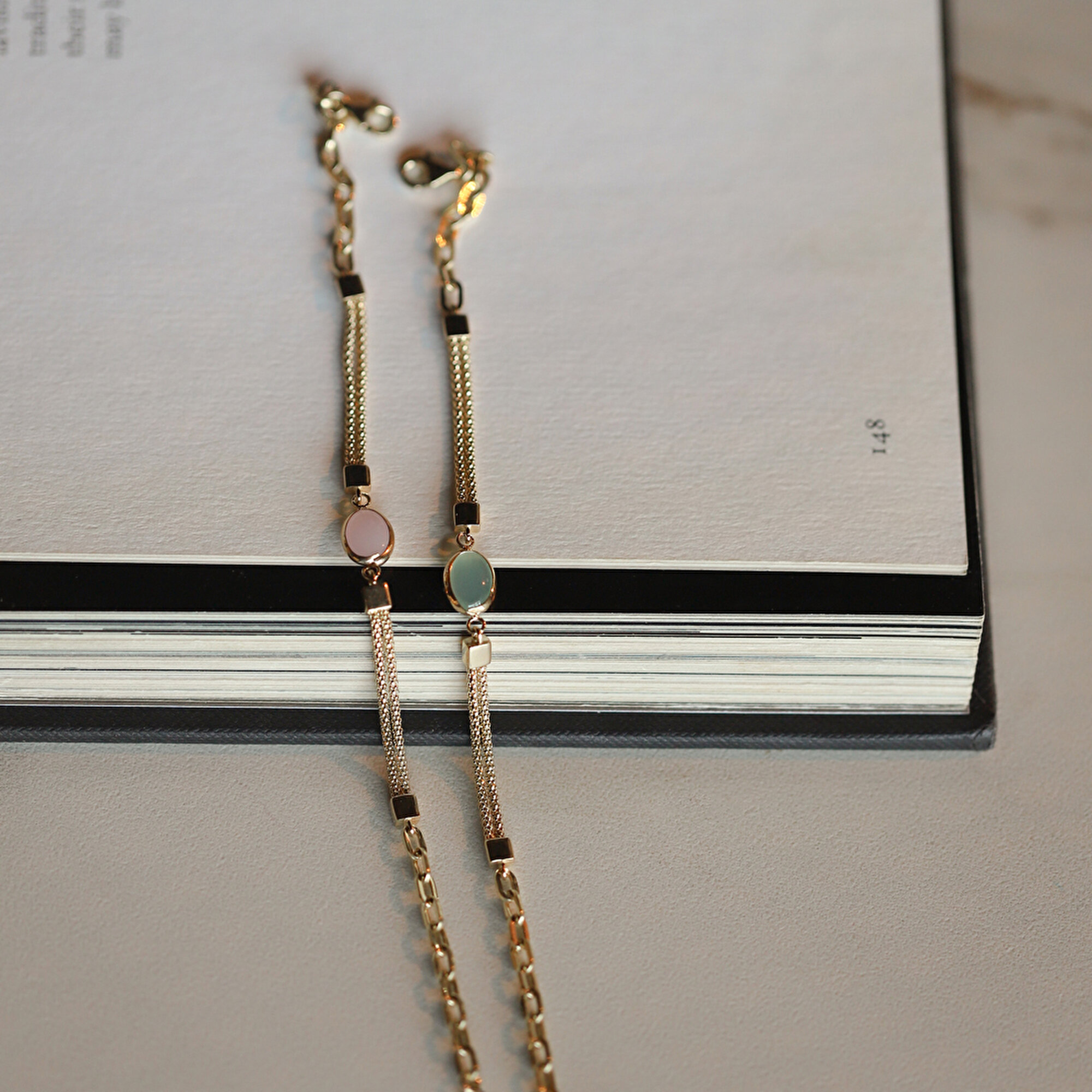 14 Ayar Sarı Altın Yeşil Opal Taşlı Bileklik