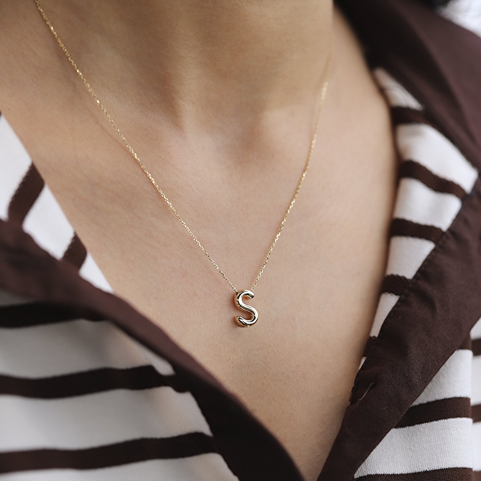 14 Ayar S Harf Bubble Kolye