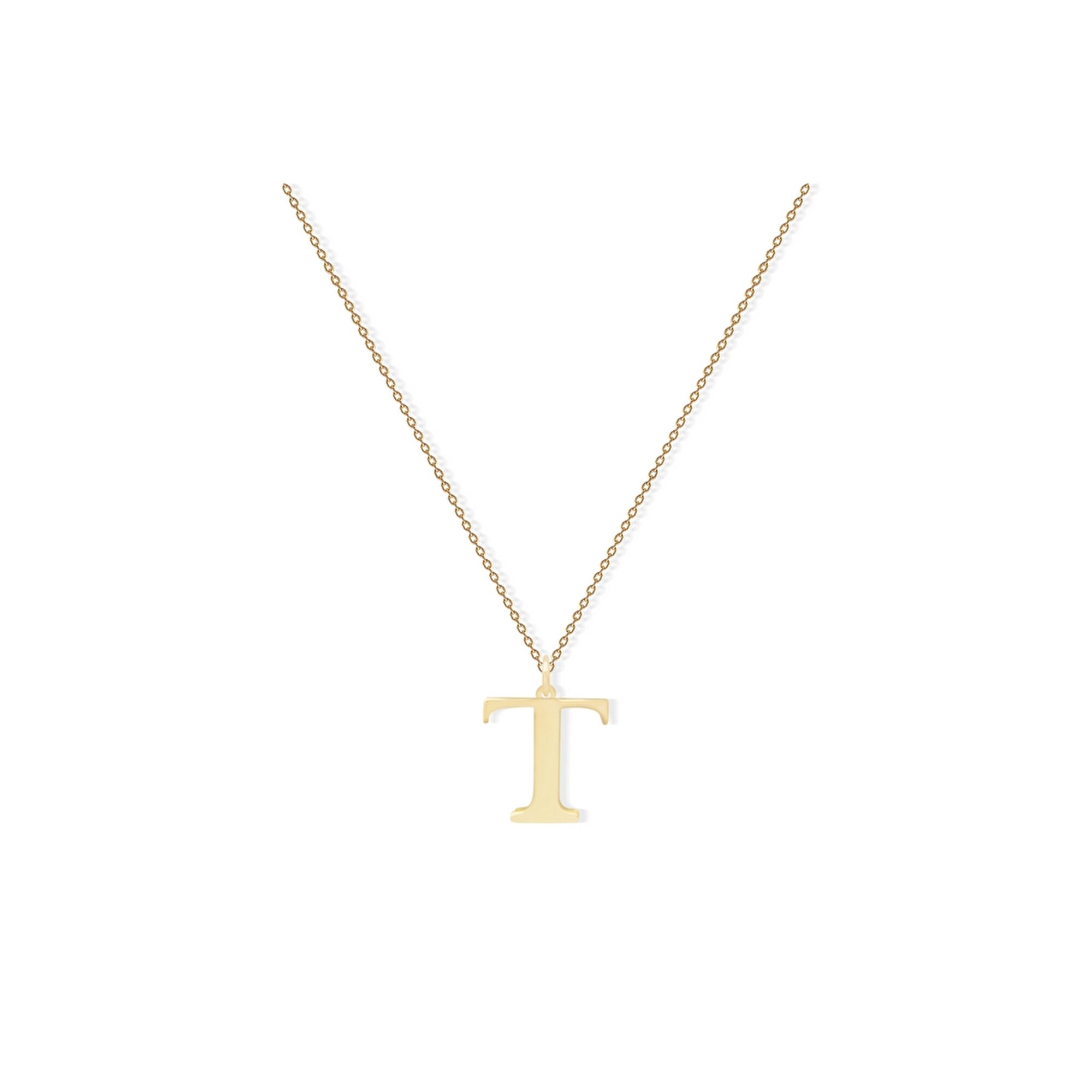 14 Ayar Sarı Altın T Harf Kolye