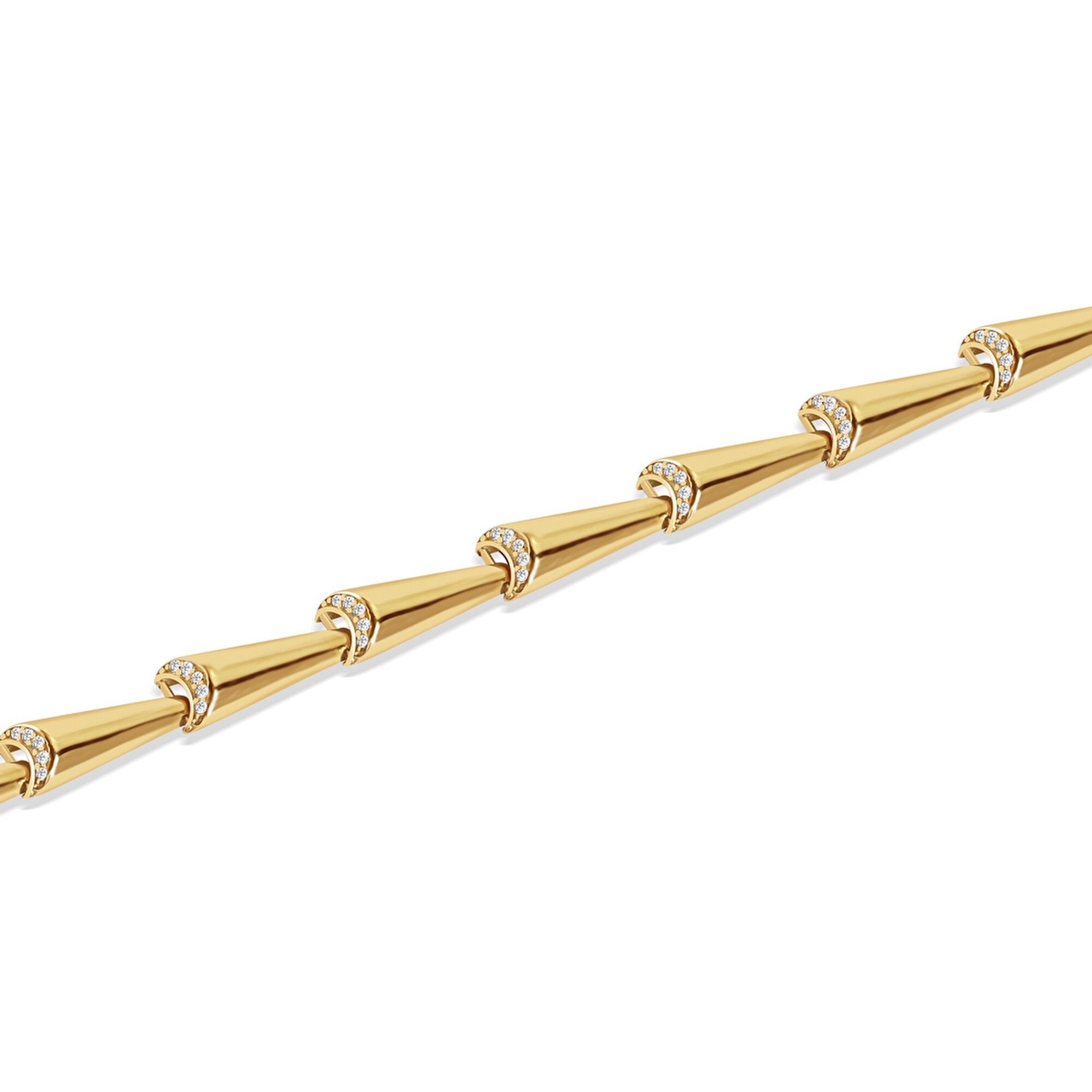 14 Ayar Sarı Altın Taşlı Bambu Bileklik