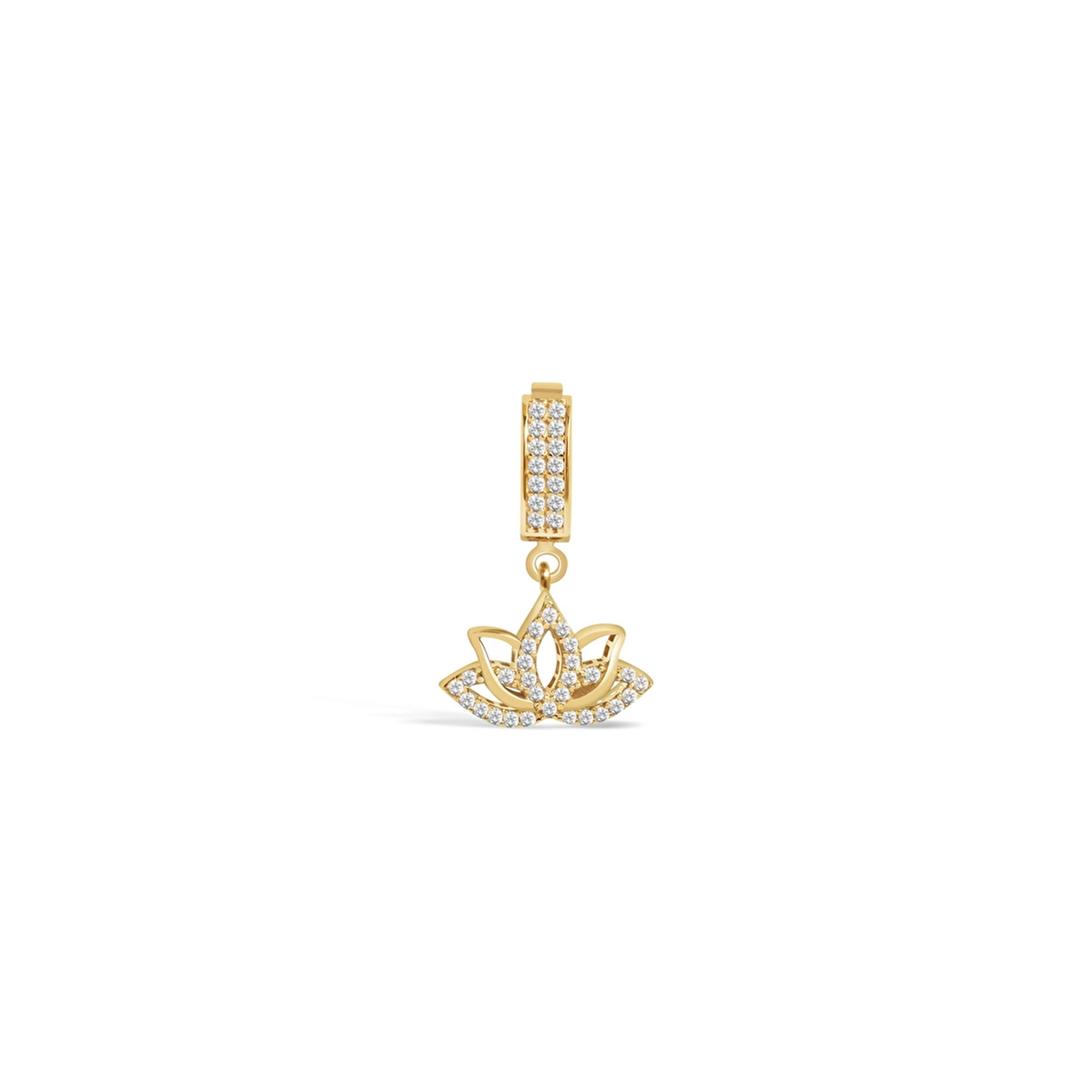 14 Ayar Sarı Altın Taşlı Lotus Kolye Ucu