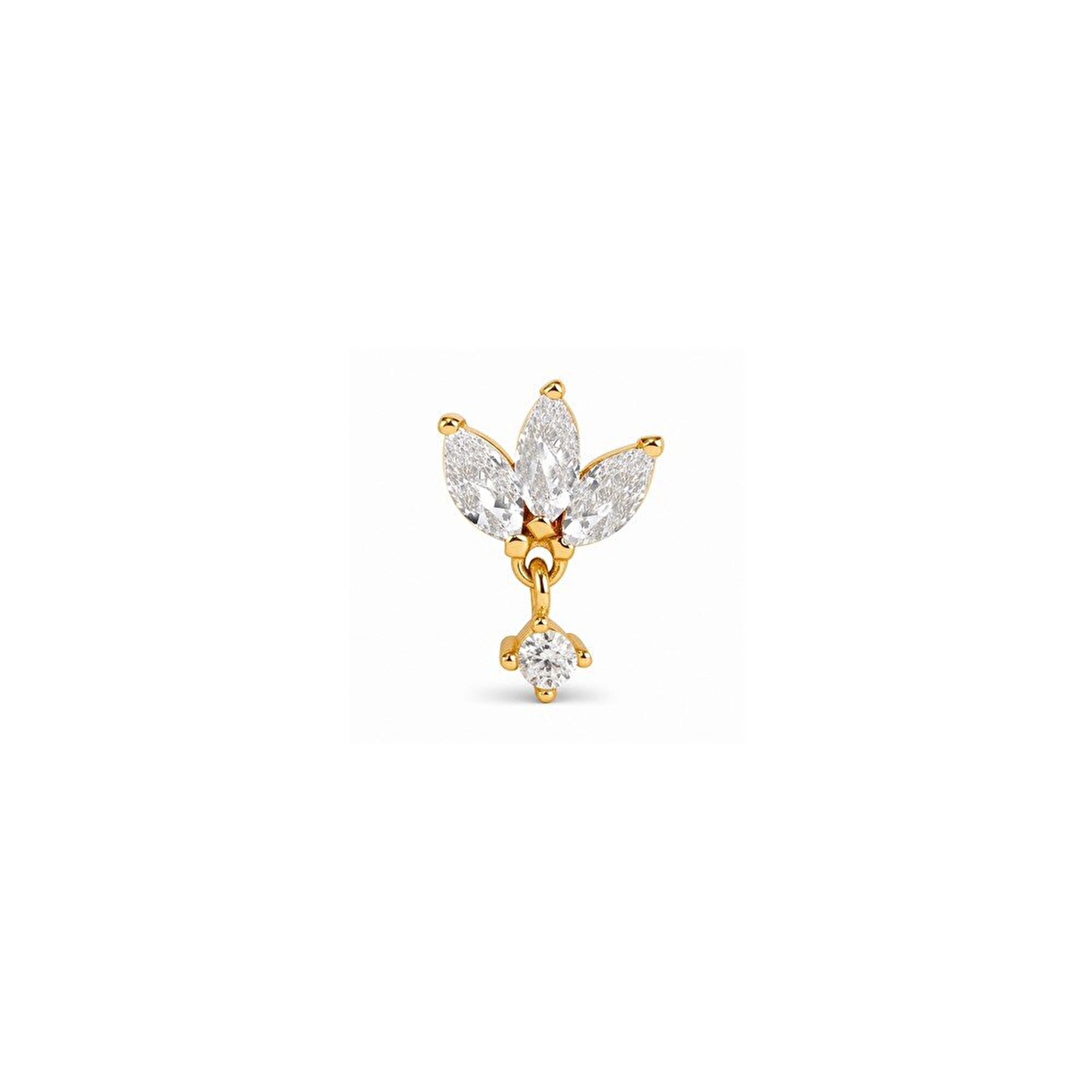 14 Ayar Sarı Altın Taşlı Piercing