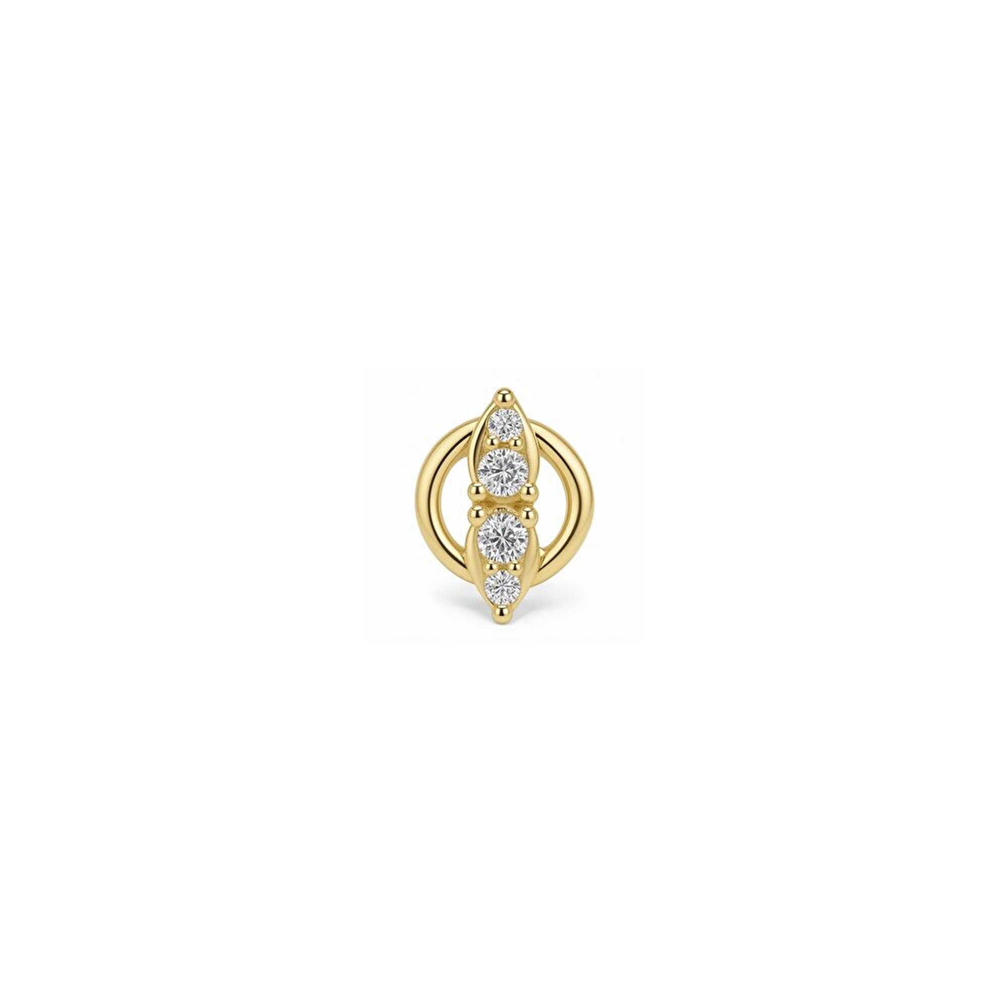 14 Ayar Sarı Altın Taşlı Tragus Piercing