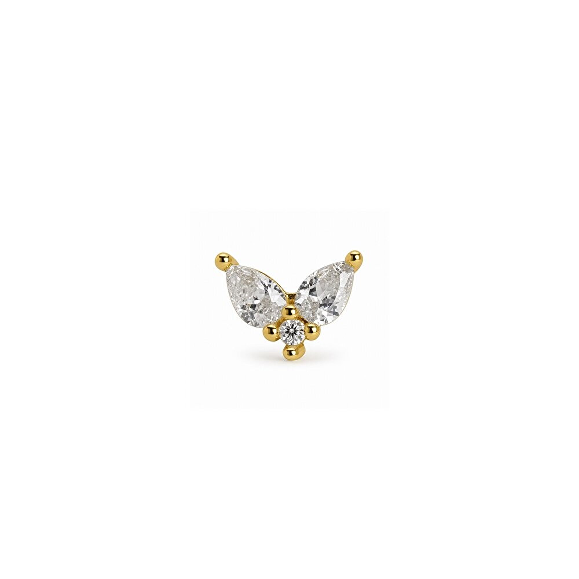 14 Ayar Sarı Altın Taşlı Tragus Piercing