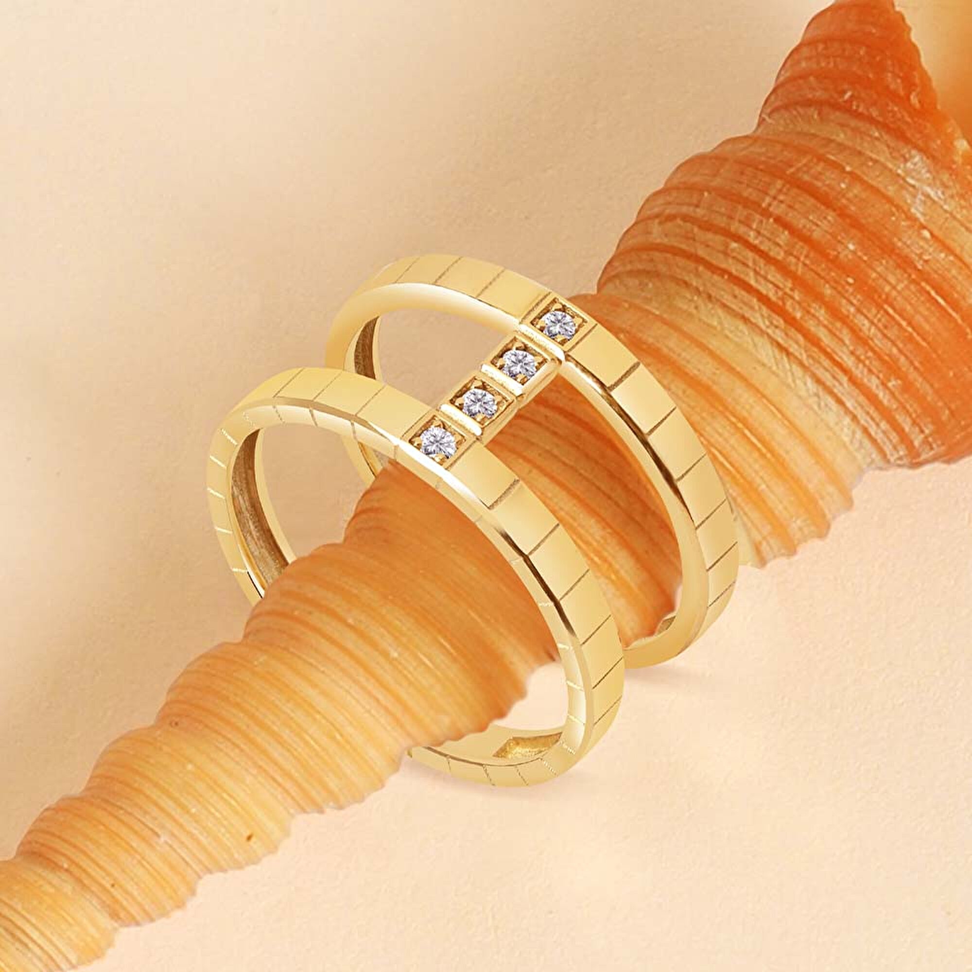 14 Ayar Sarı Altın Taşlı Yüzük