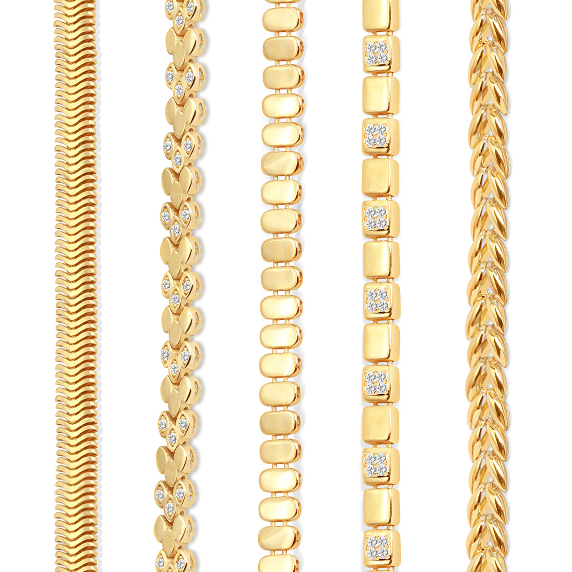 14 Ayar Sarı Altın Taşlı Zincir Bileklik