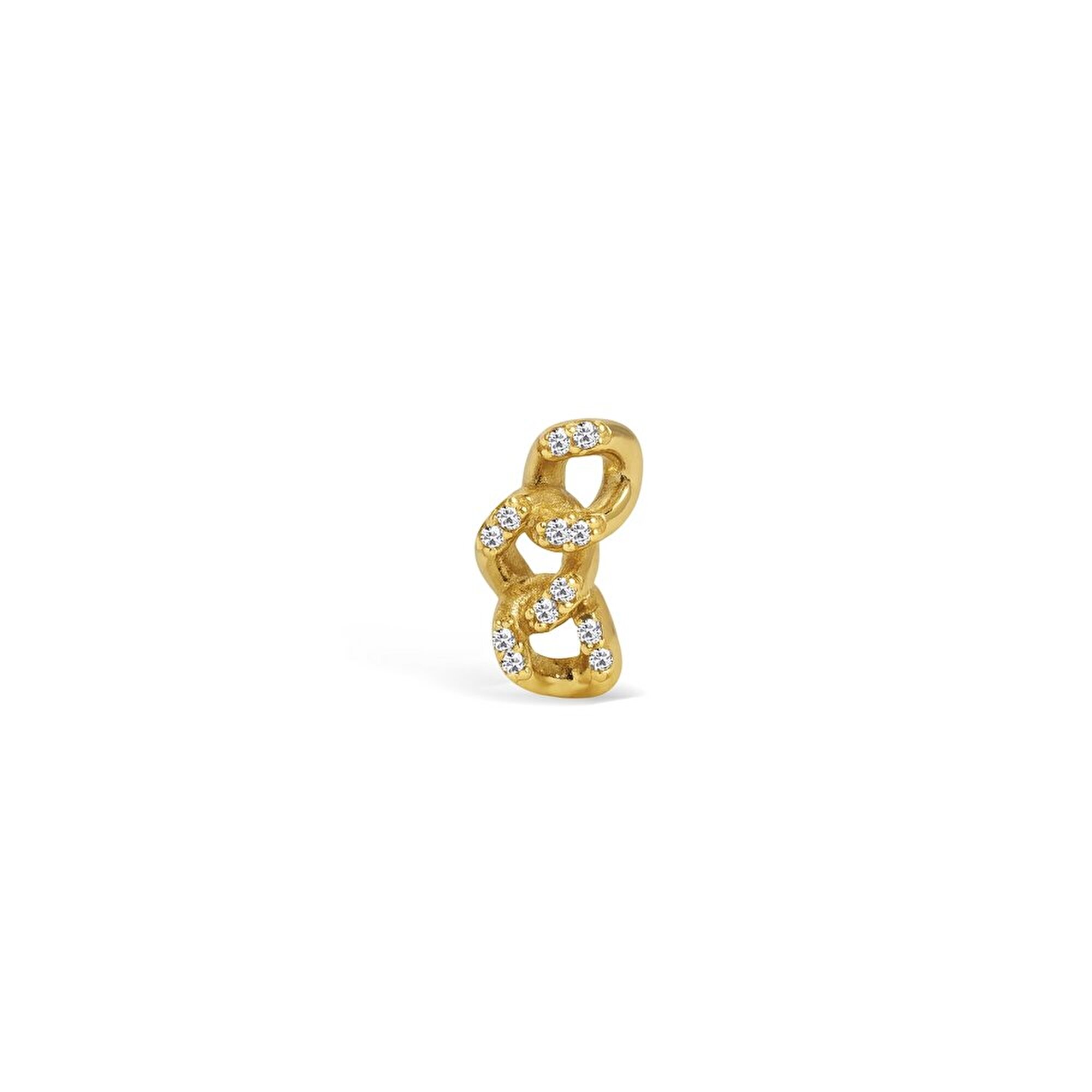 14 Ayar Sarı Altın Taşlı Zincir Tragus Piercing