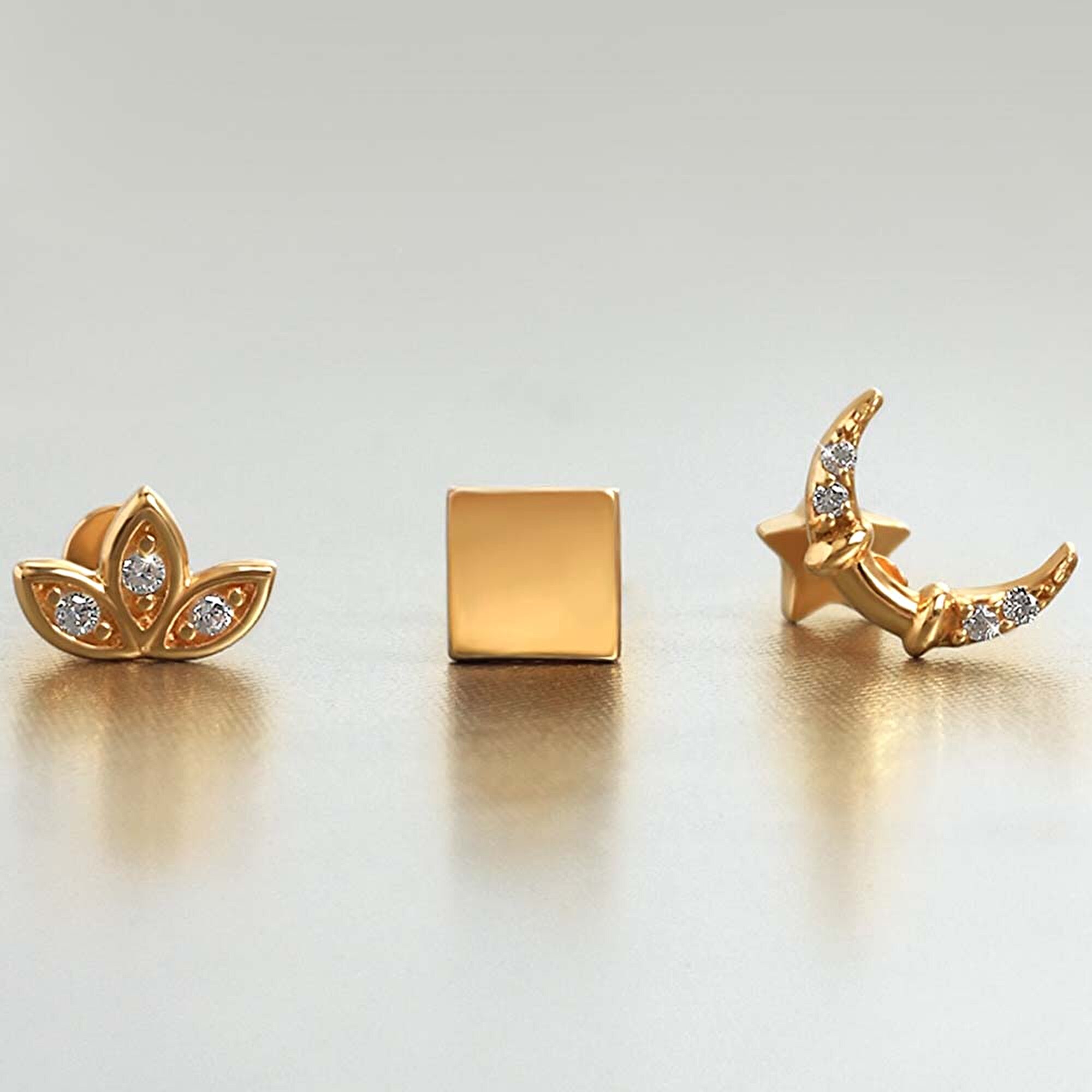 14 Ayar Sarı Altın Taşsız Piercing