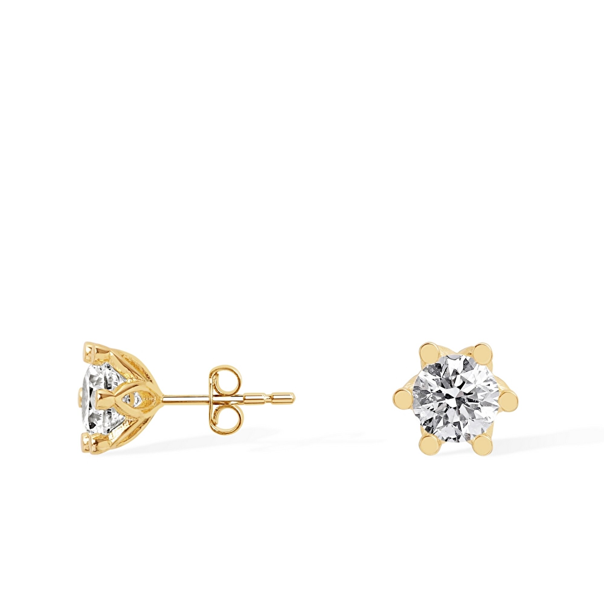 14 Ayar Sarı Altın Tektaş Küpe