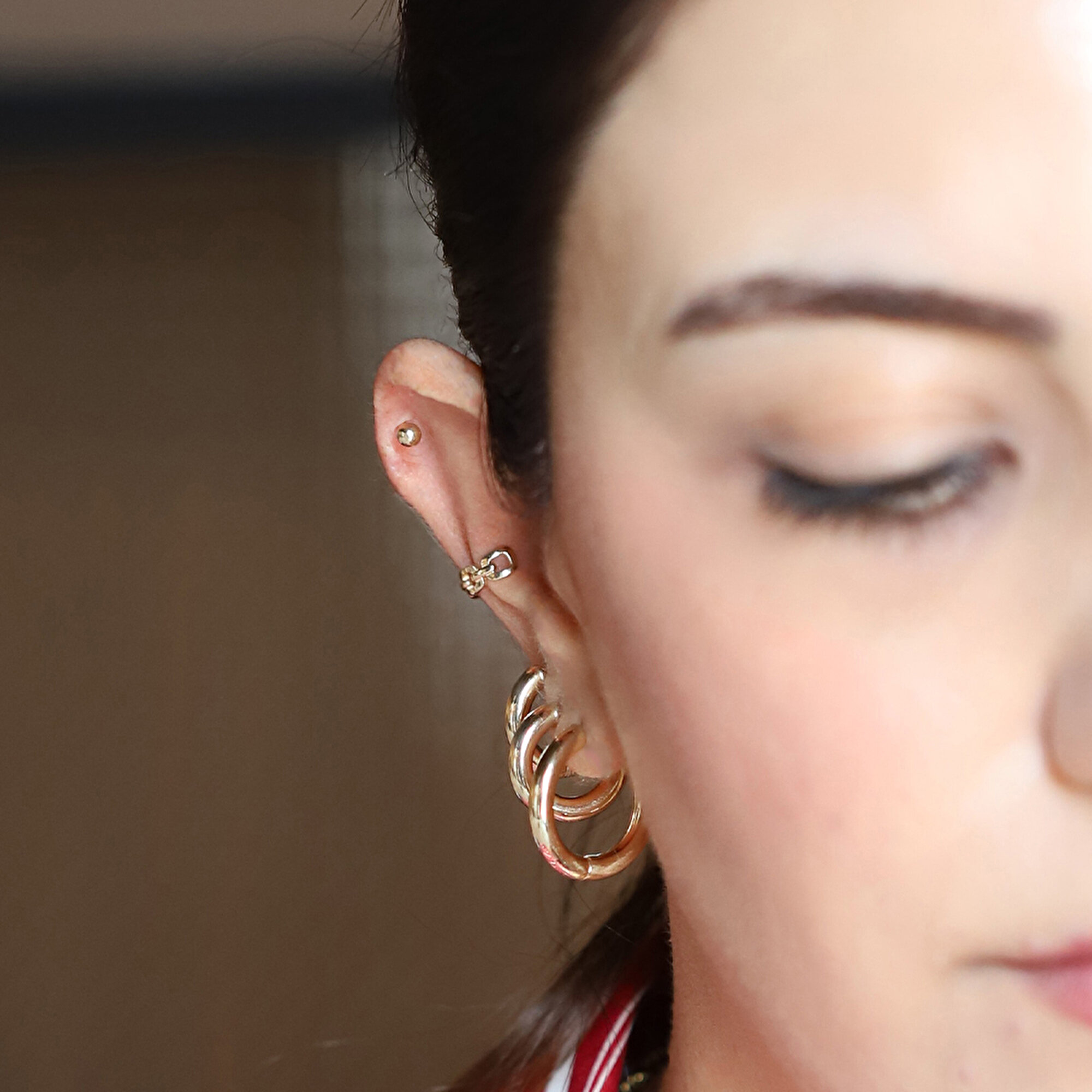 14 Ayar Sarı Altın Top Tragus Piercing