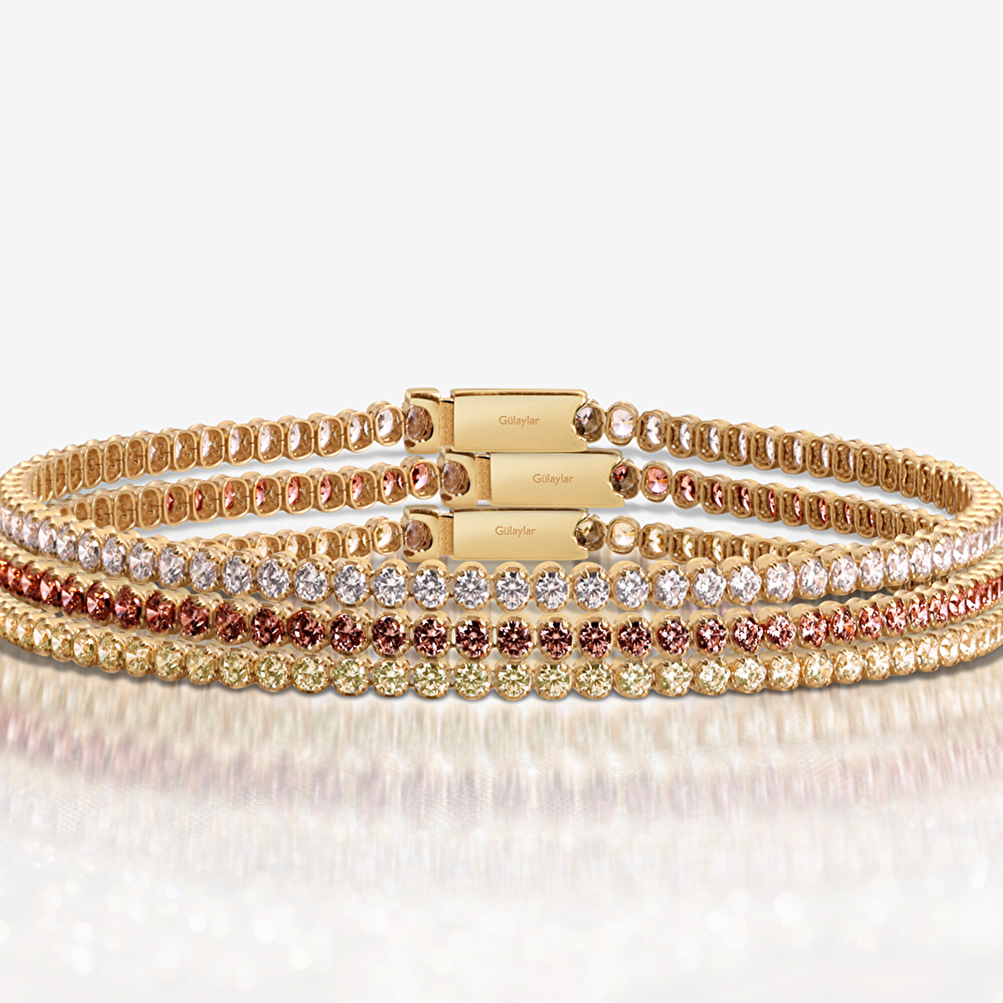 14 Ayar Sarı Altın Topaz Rengi Su Yolu Bileklik