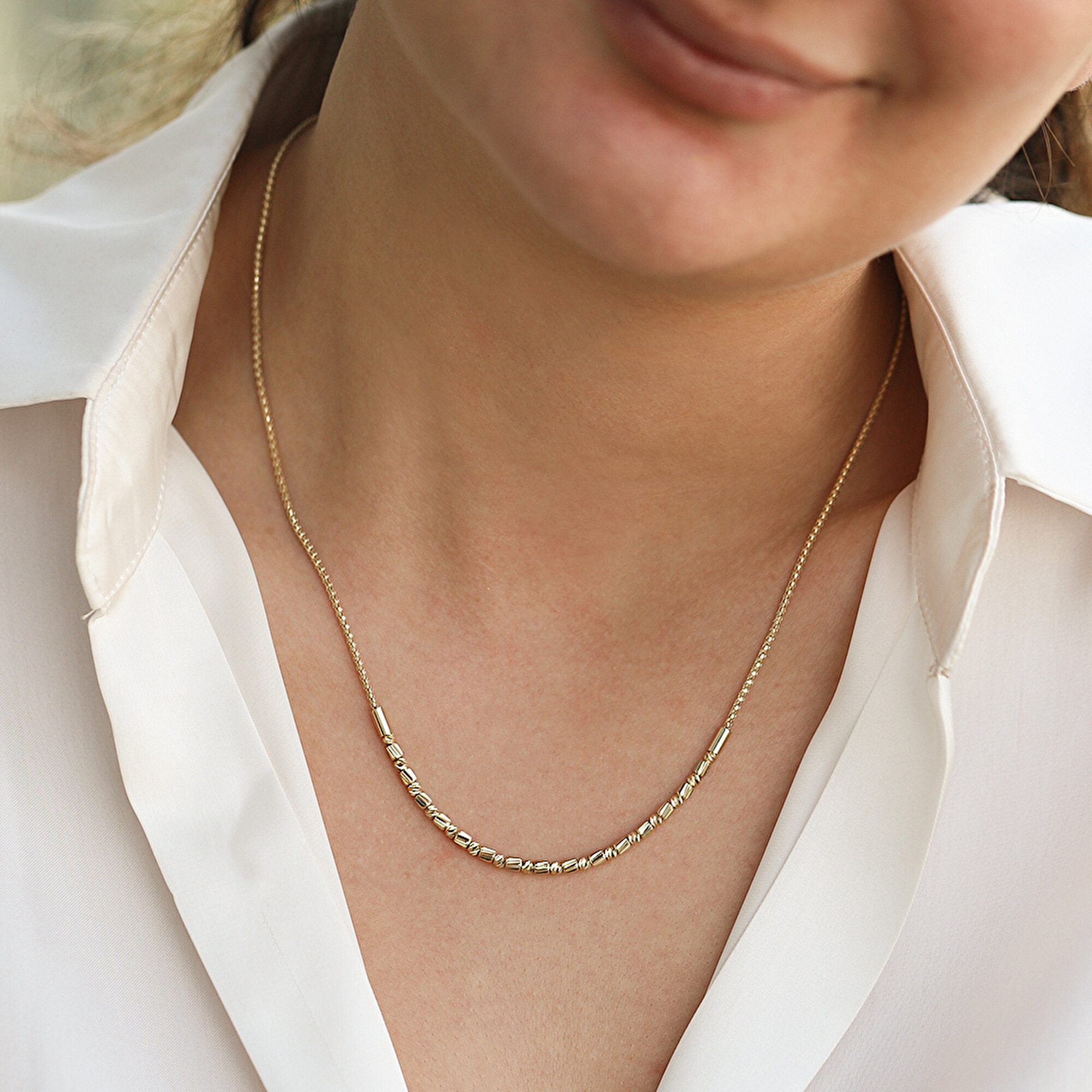 14 Ayar Sarı Altın Dorika Zincir Kolye