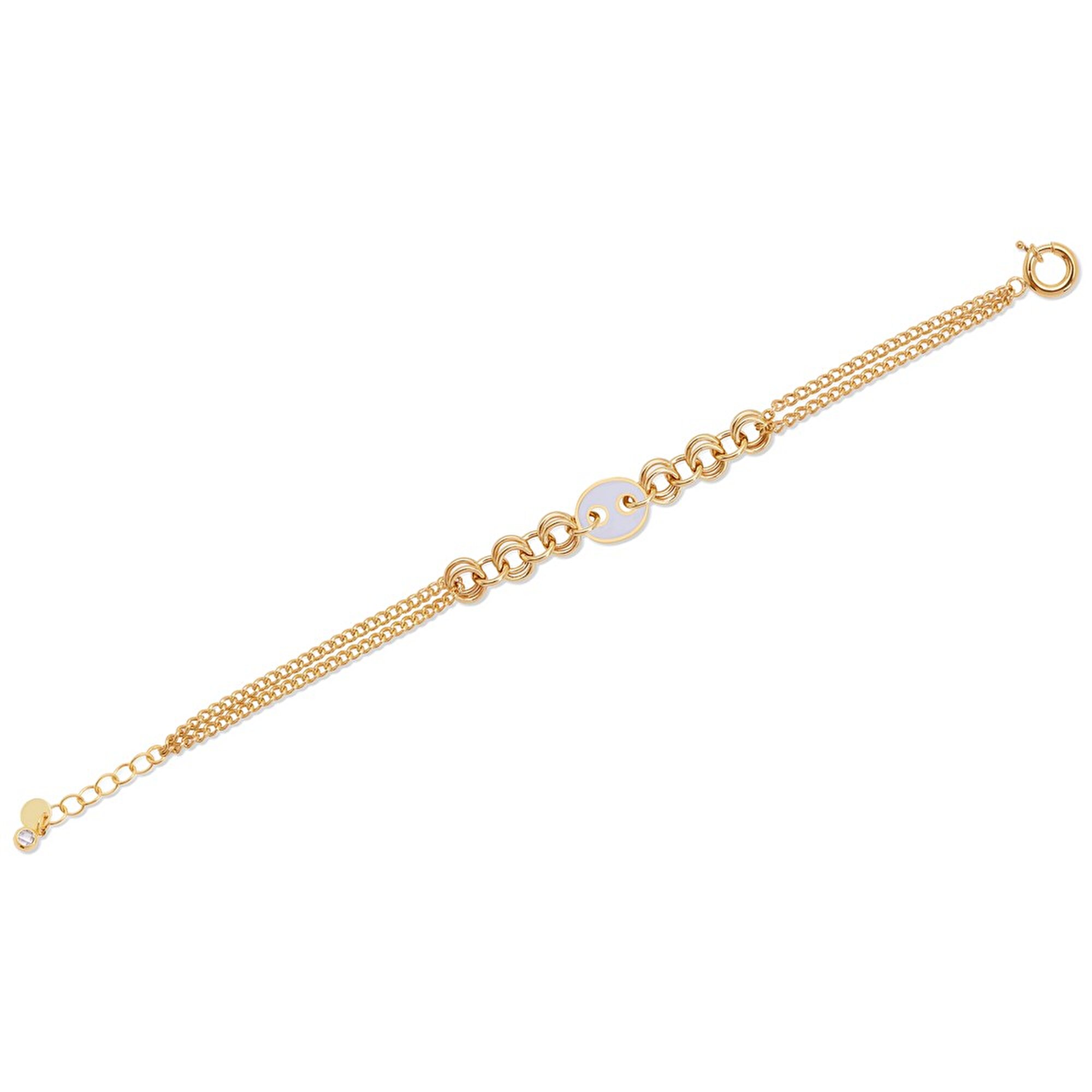 14 Ayar Sarı Altın Beyaz Mineli Zincir Bileklik