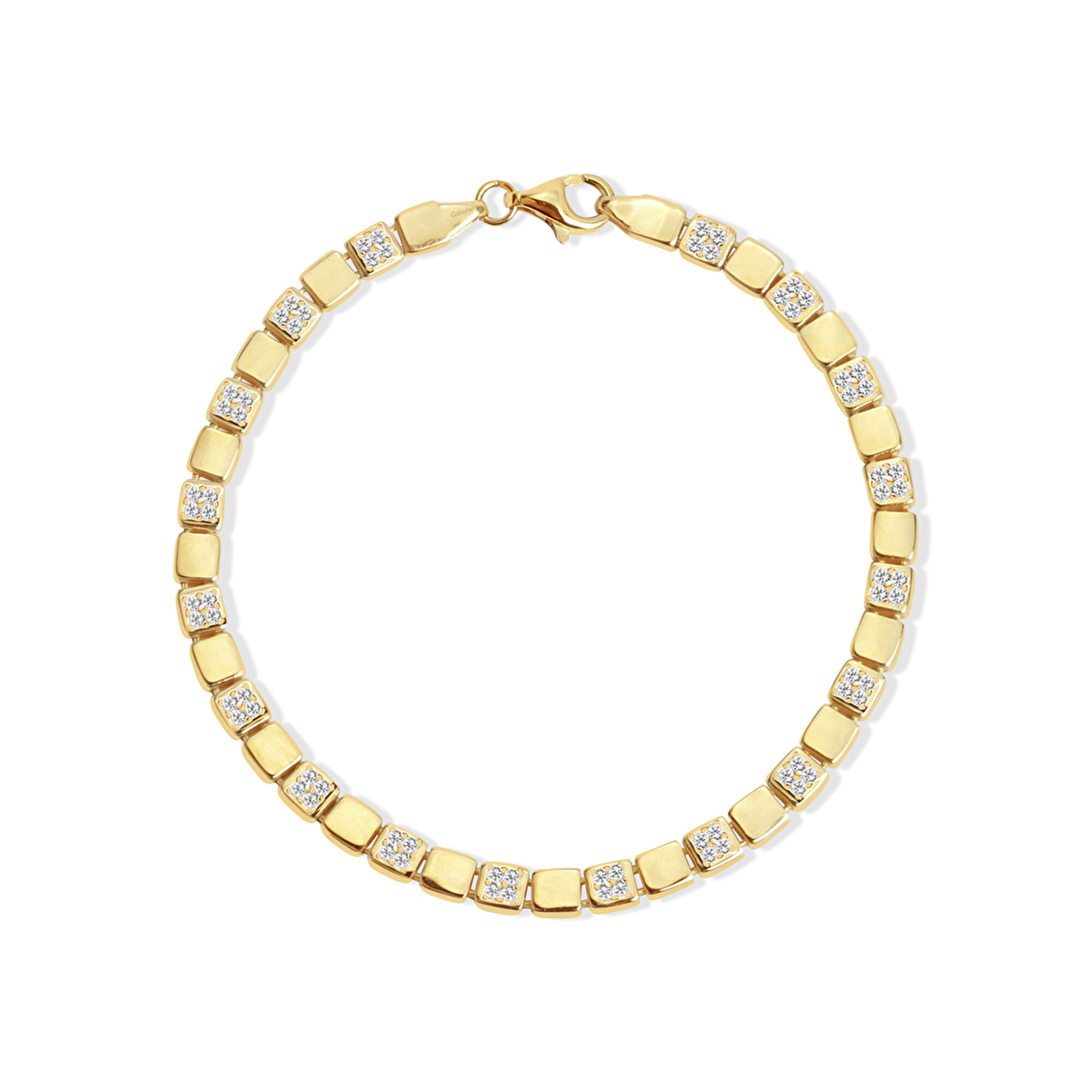 14 Ayar Sarı Altın Taşlı Zincir Bileklik