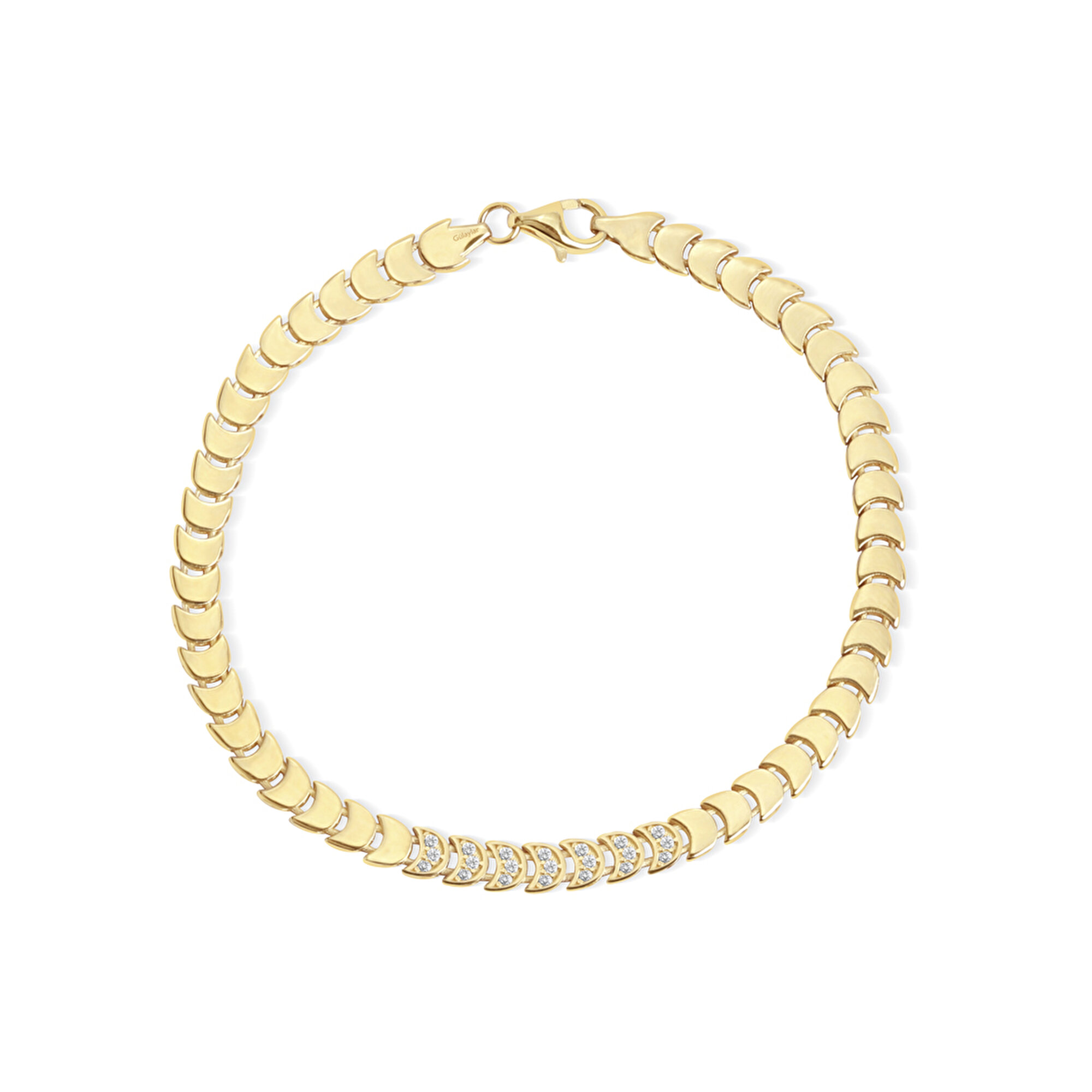 14 Ayar Sarı Altın Taşlı Bileklik