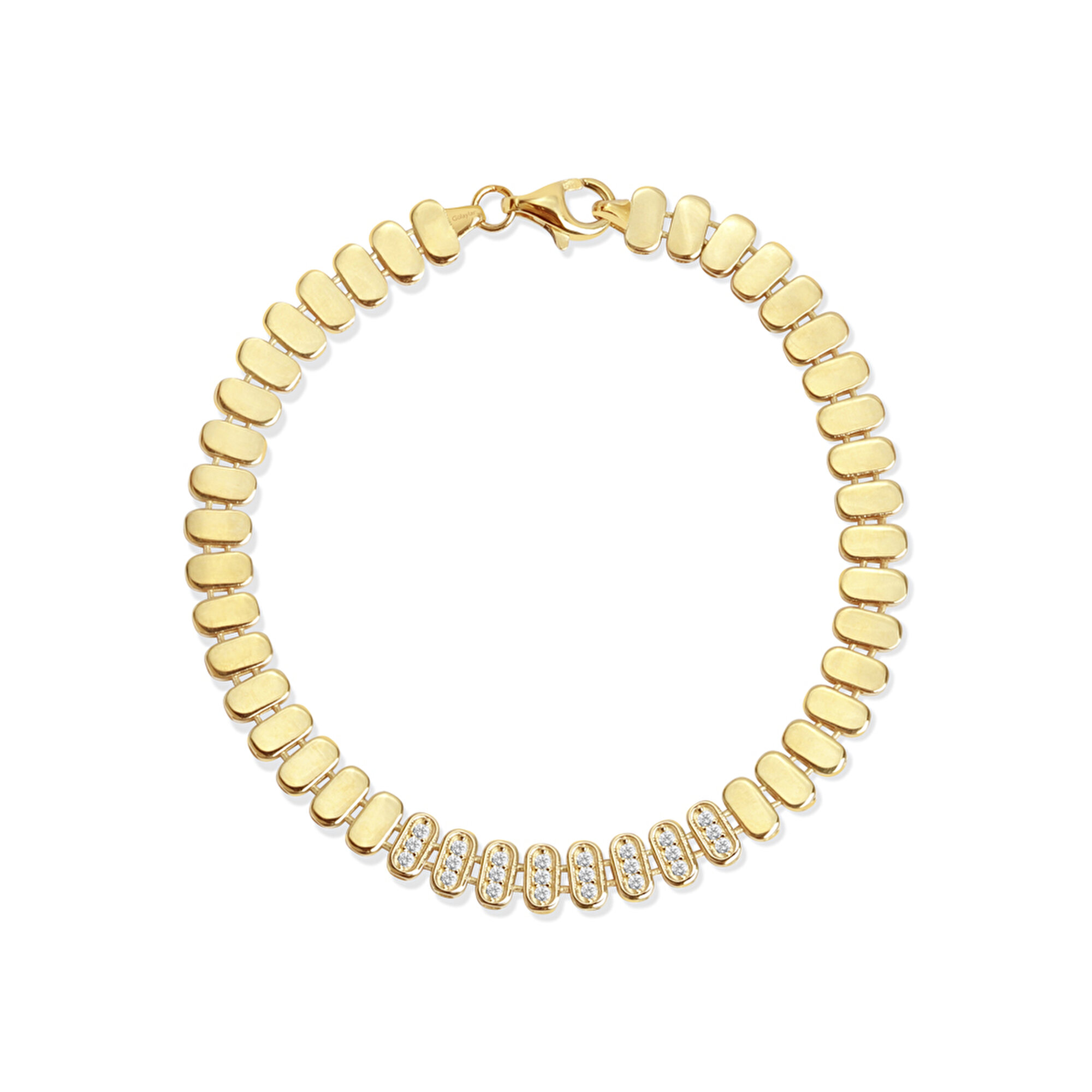 14 Ayar Sarı Altın Taşlı Zincir Bileklik