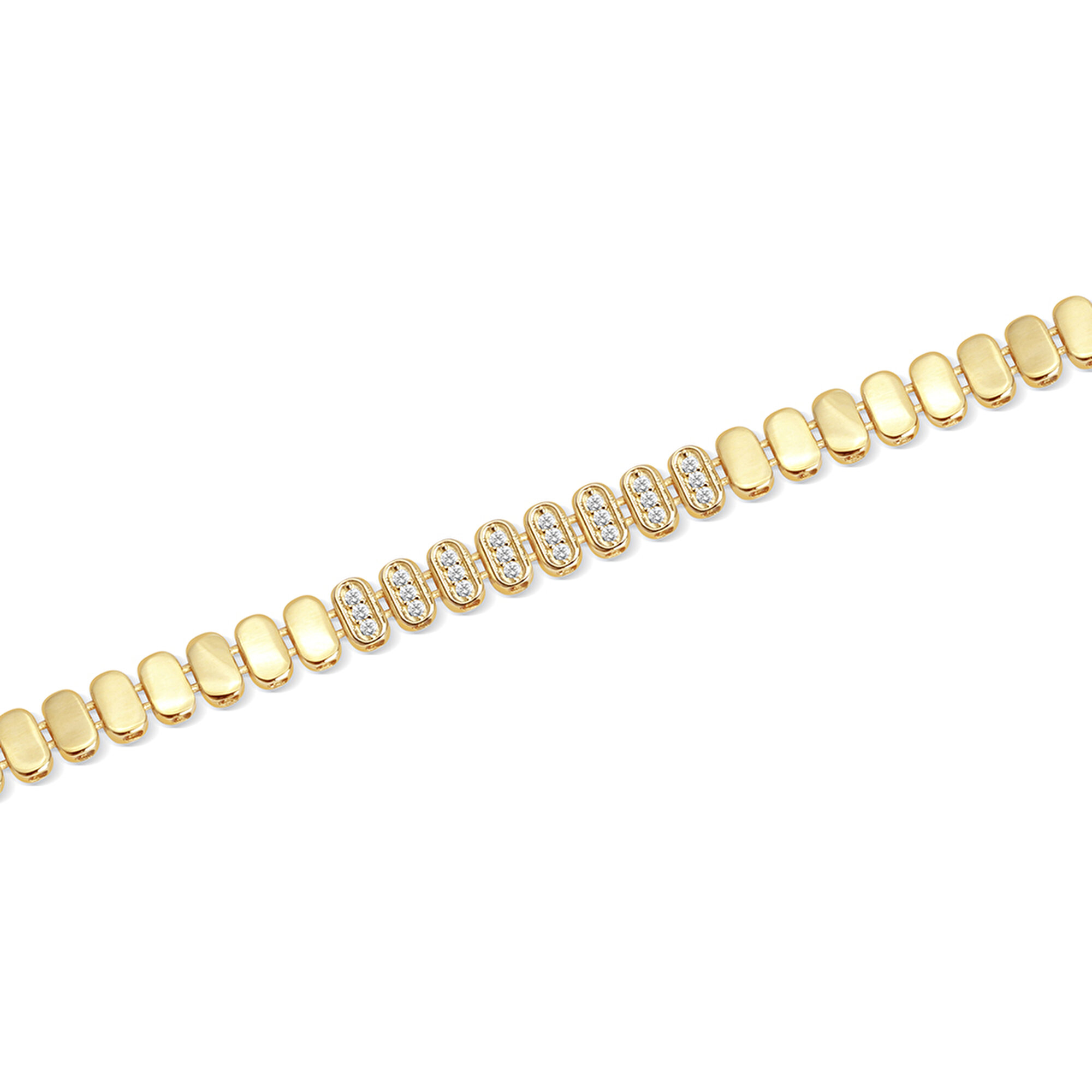 14 Ayar Sarı Altın Taşlı Zincir Bileklik